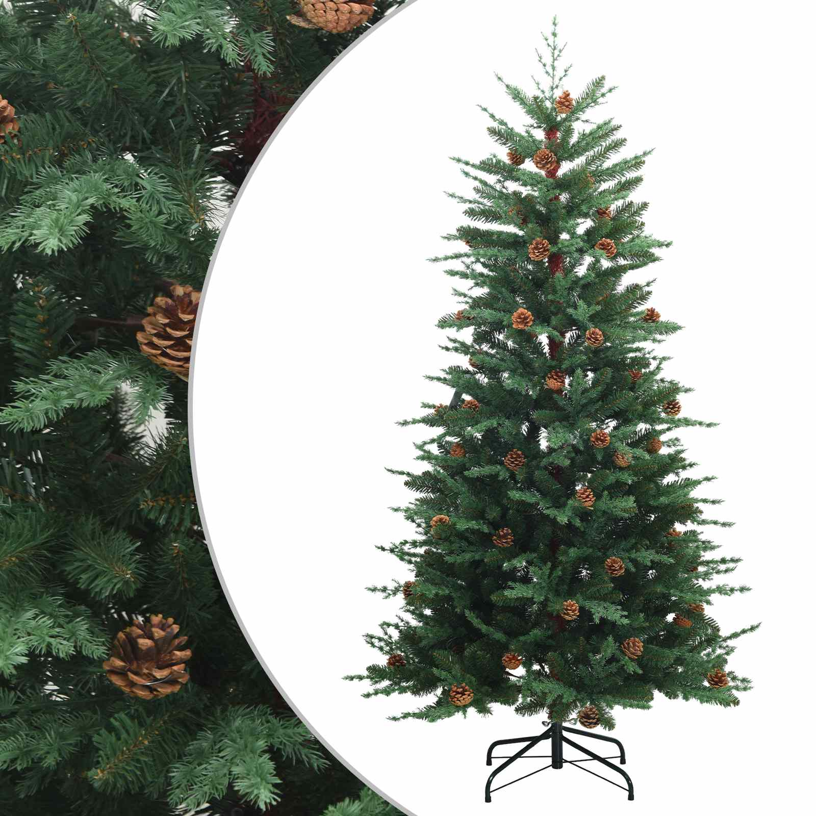 Albero di Natale Artificiale con Rami Pieghevoli 210 cm acciaio
