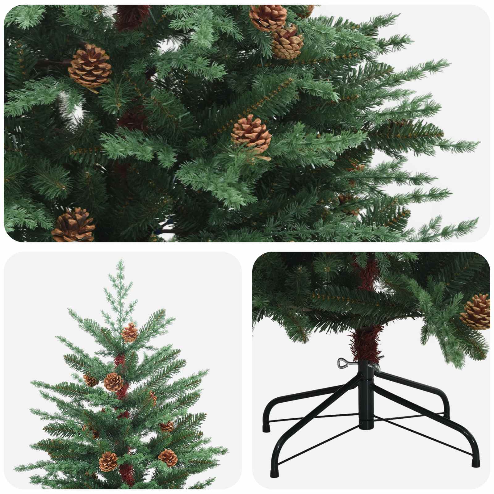 Albero di Natale Artificiale con Rami Pieghevoli 210 cm acciaio