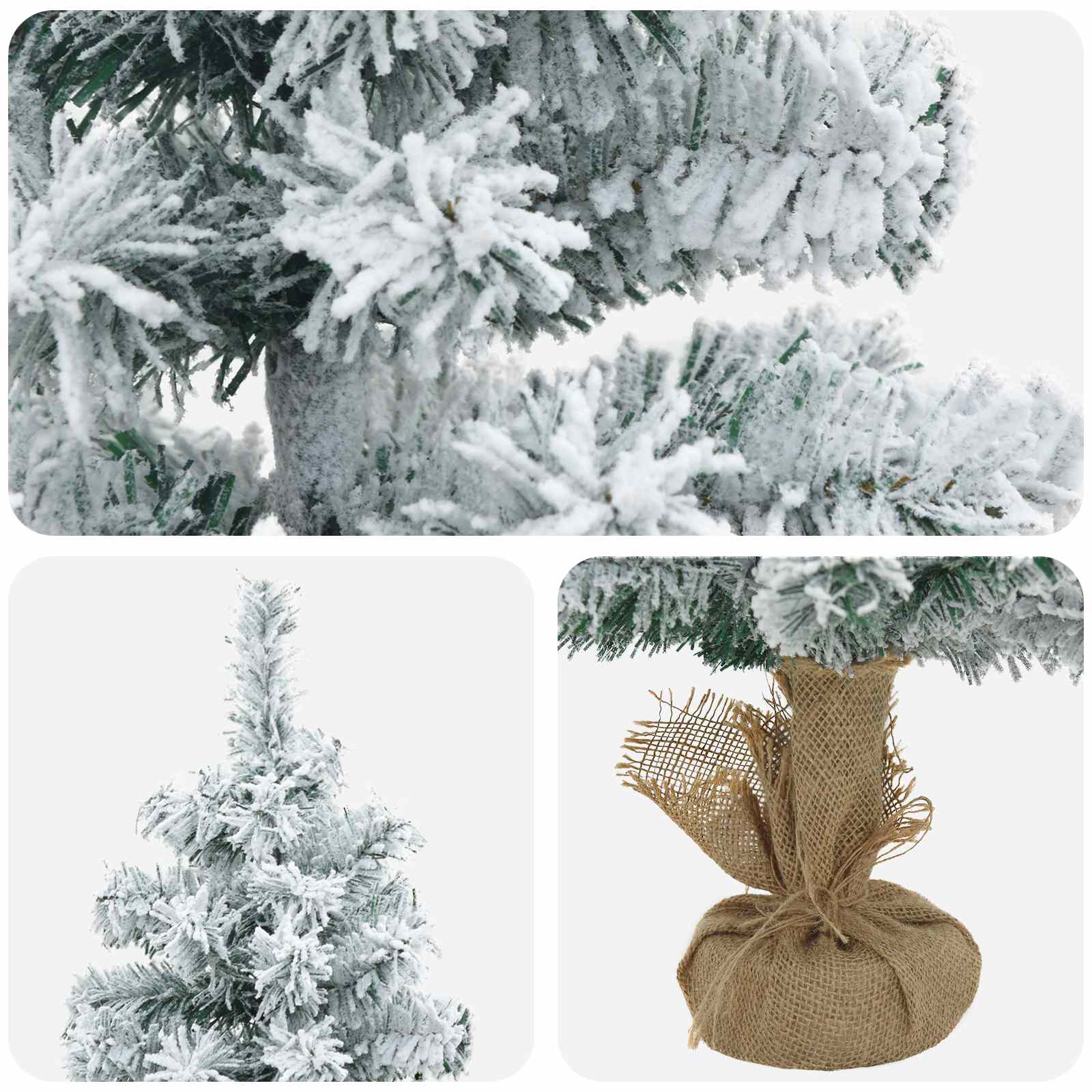 Mini albero di Natale innevato 60 cm PVC Verde e Bianco
