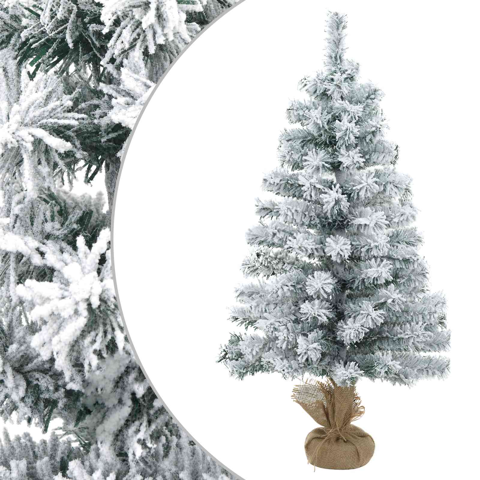 Mini albero di Natale innevato 90 cm PVC Verde e Bianco