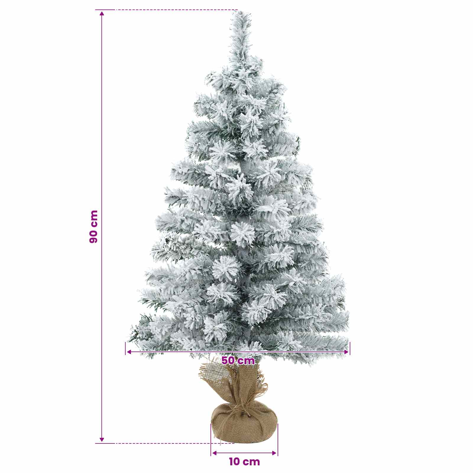 Mini albero di Natale innevato 90 cm PVC Verde e Bianco