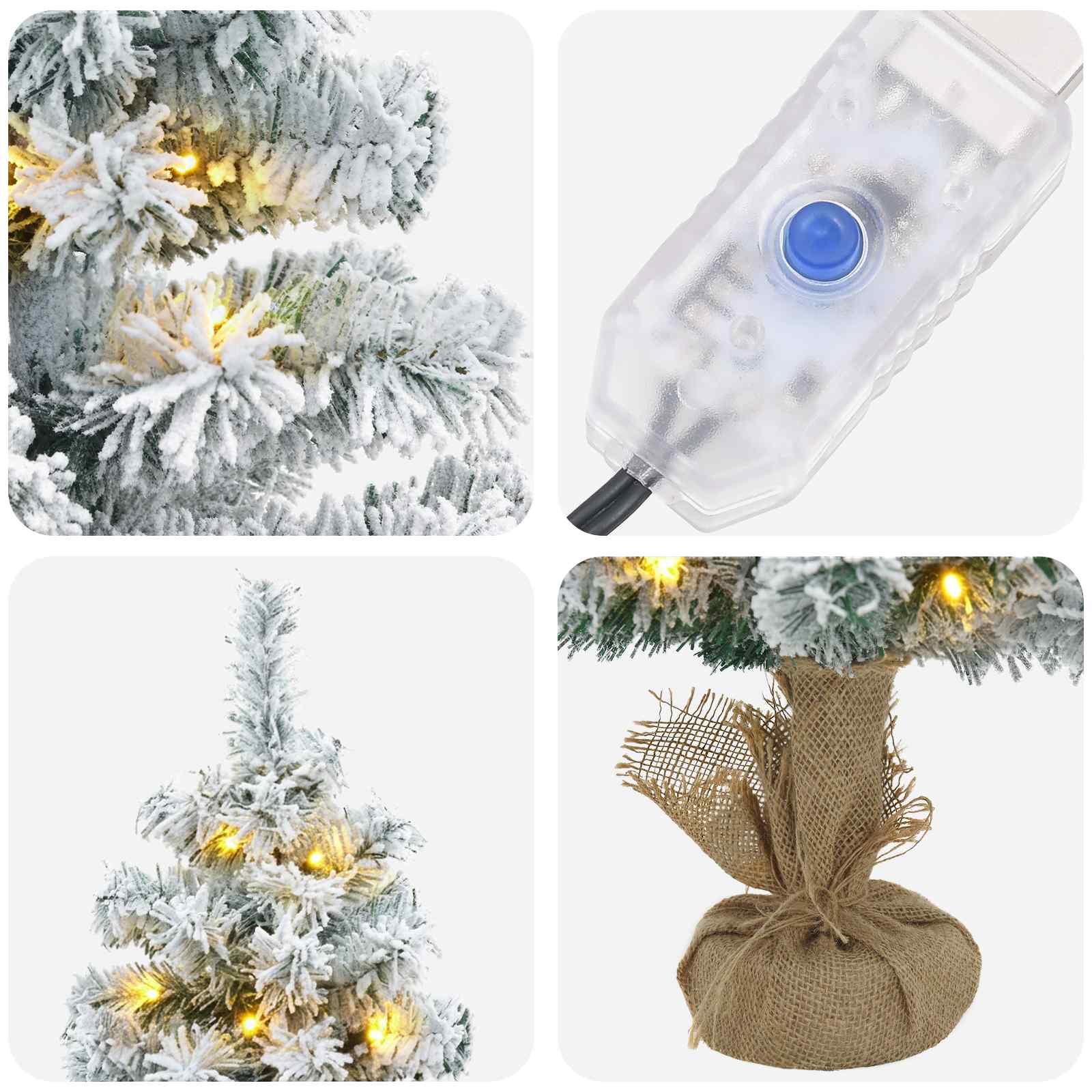 Albero di Natale Mini 45 cm 25 LED Bianco caldo PVC