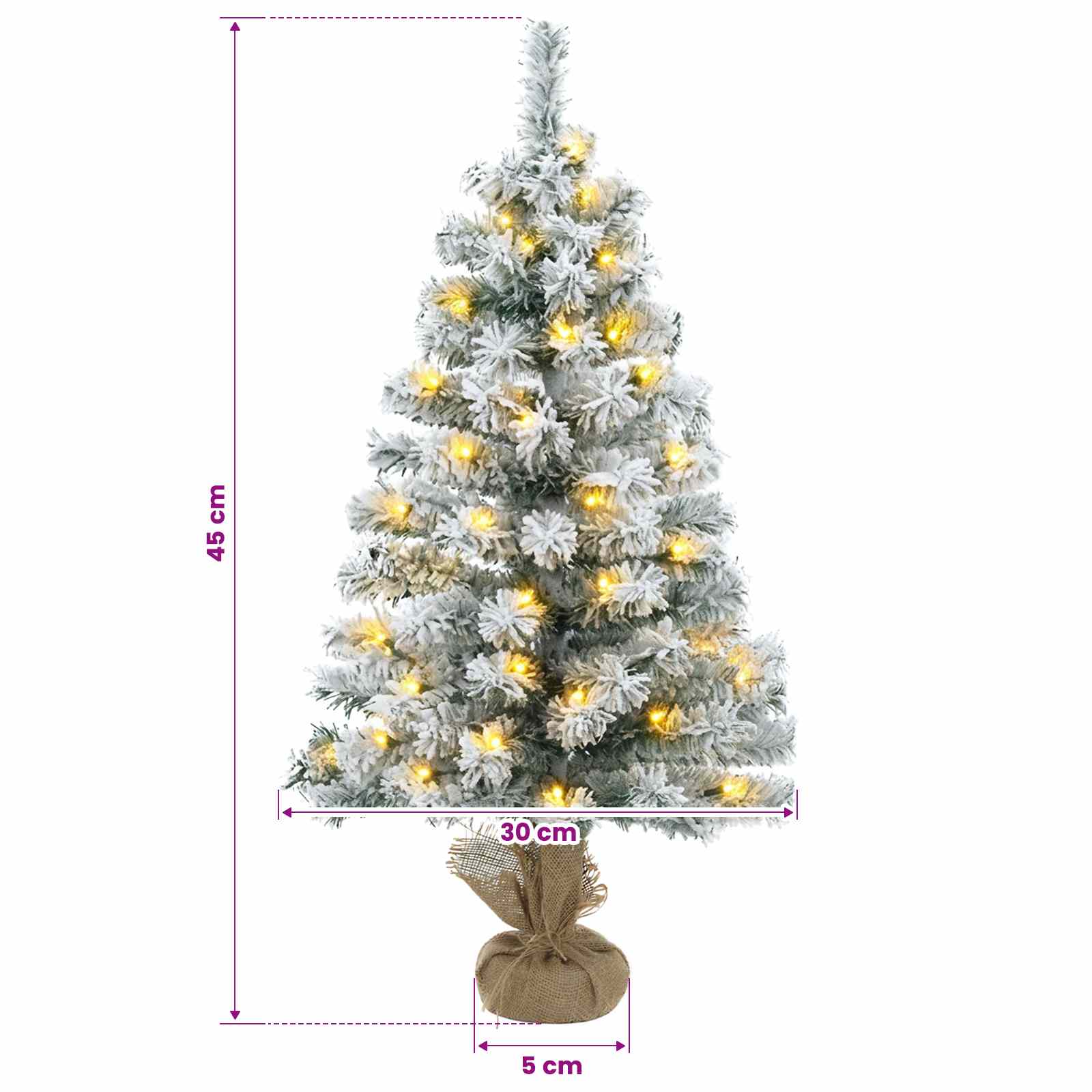 Albero di Natale Mini 45 cm 25 LED Bianco caldo PVC