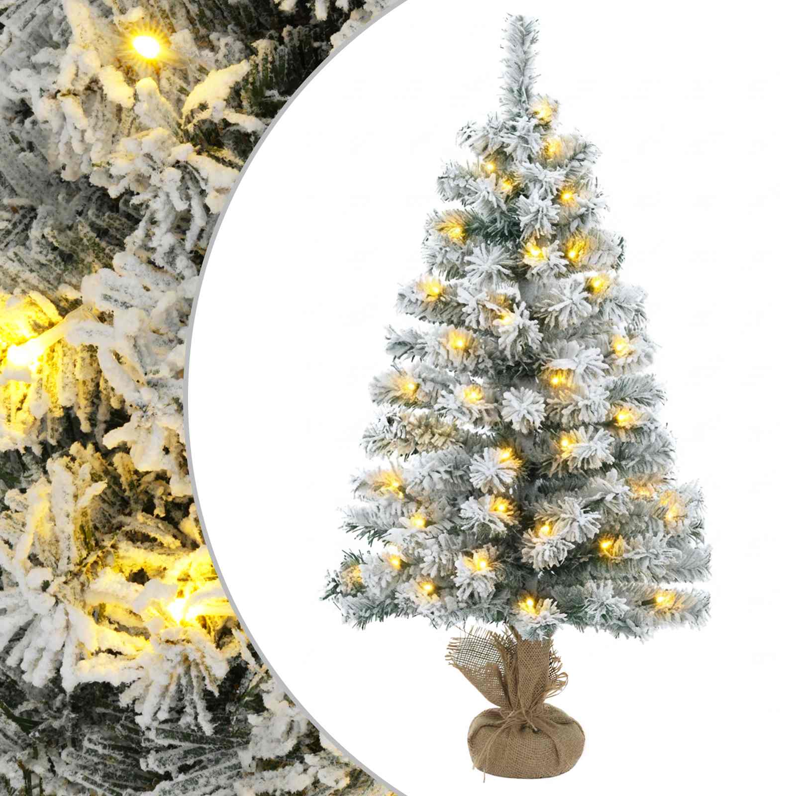 Mini albero di Natale innevato 60 cm 25 LED Bianco caldo PVC