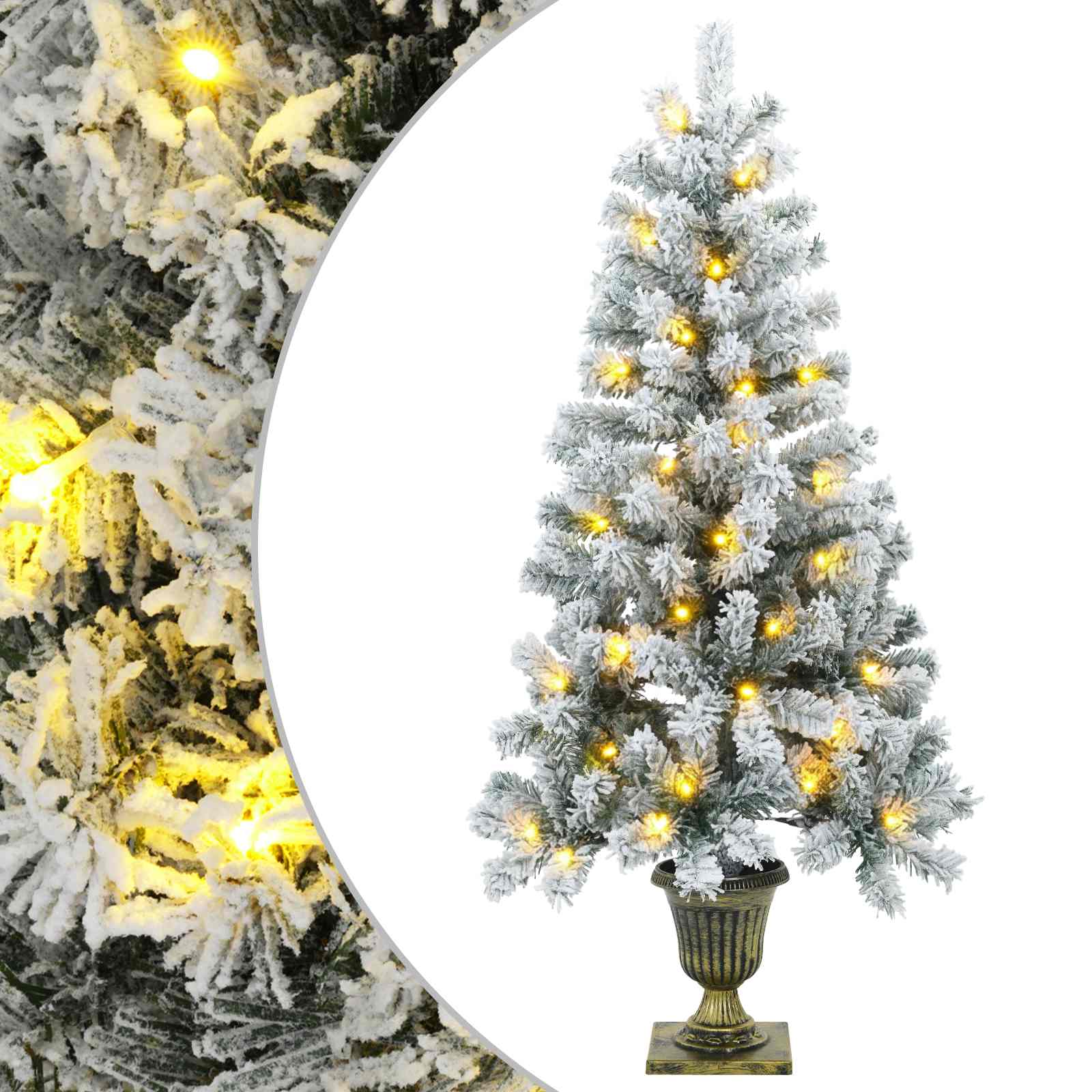 Mini albero di Natale innevato 120 cm 100 LED Bianco caldo PVC