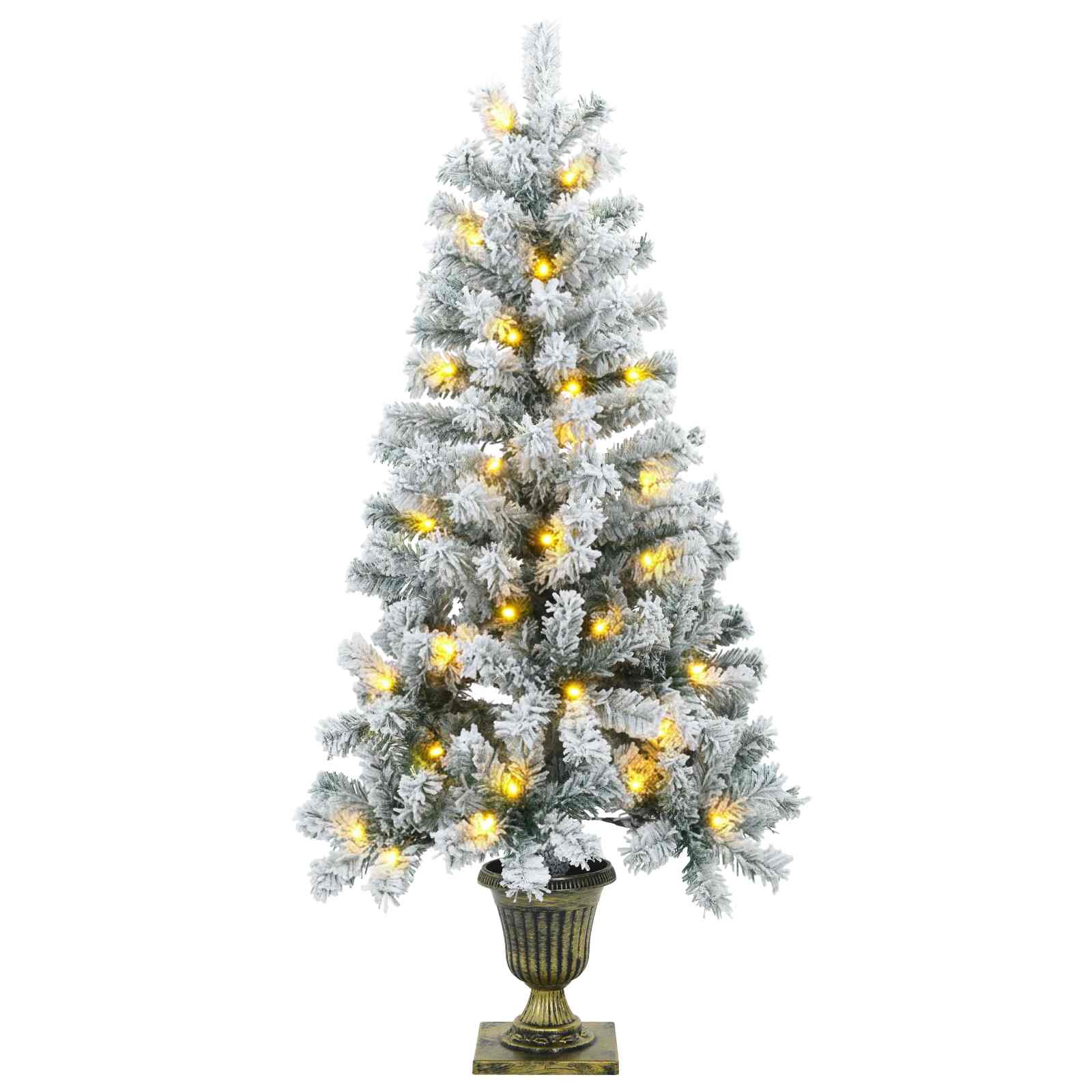 Mini albero di Natale innevato 120 cm 100 LED Bianco caldo PVC