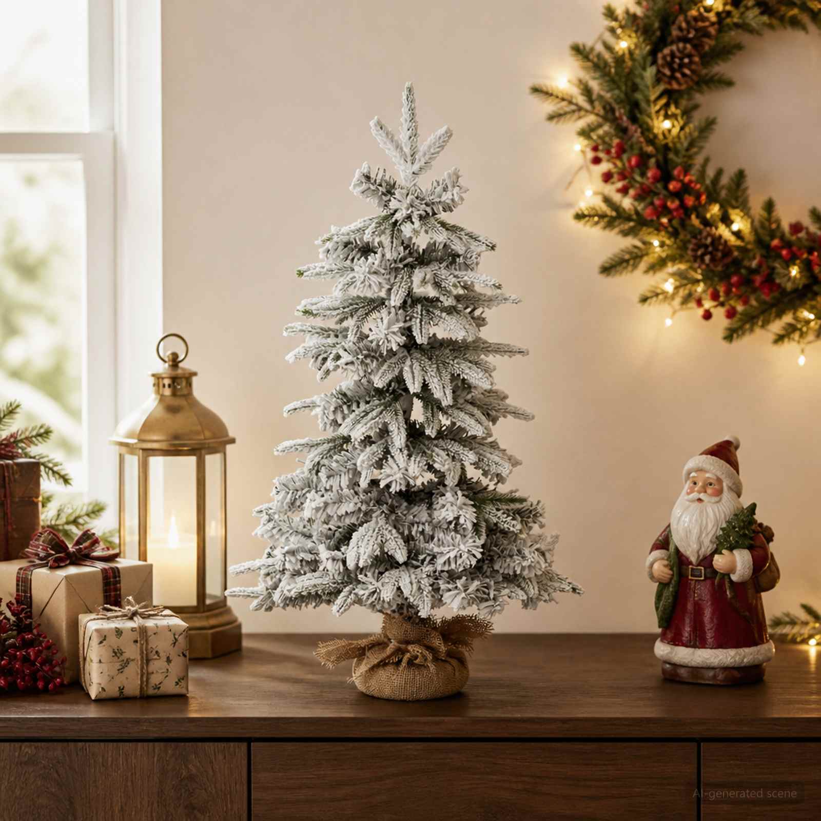 Albero di Natale Mini 60 cm PVC e PE Verde e Bianco