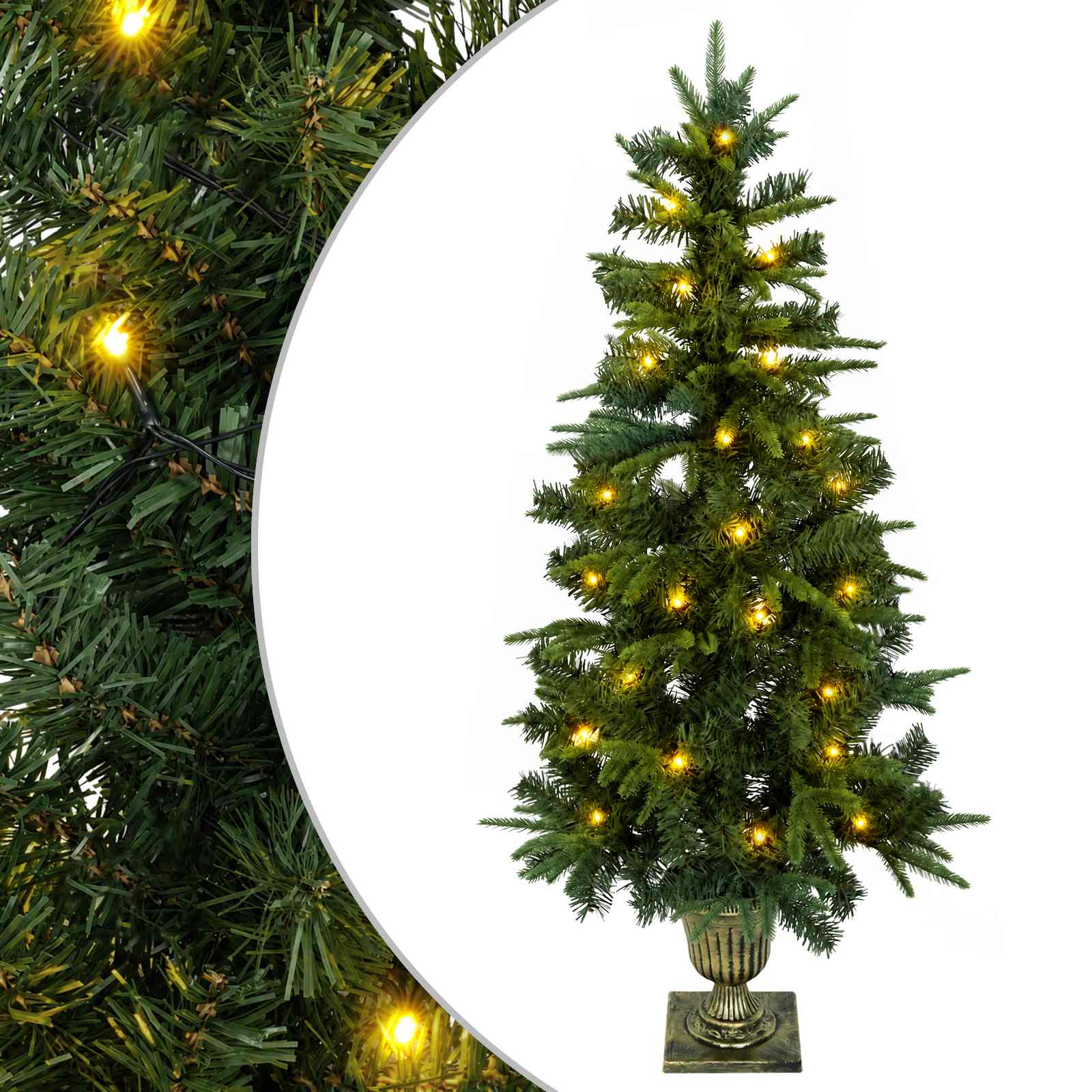 Albero di Natale Mini 120 cm 100 LED Bianco caldo PVC e PE