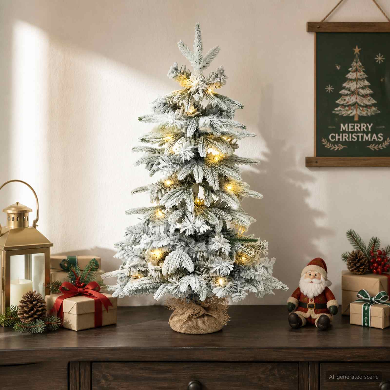 Albero di Natale Mini 45 cm 25 LED Bianco caldo PVC e PE