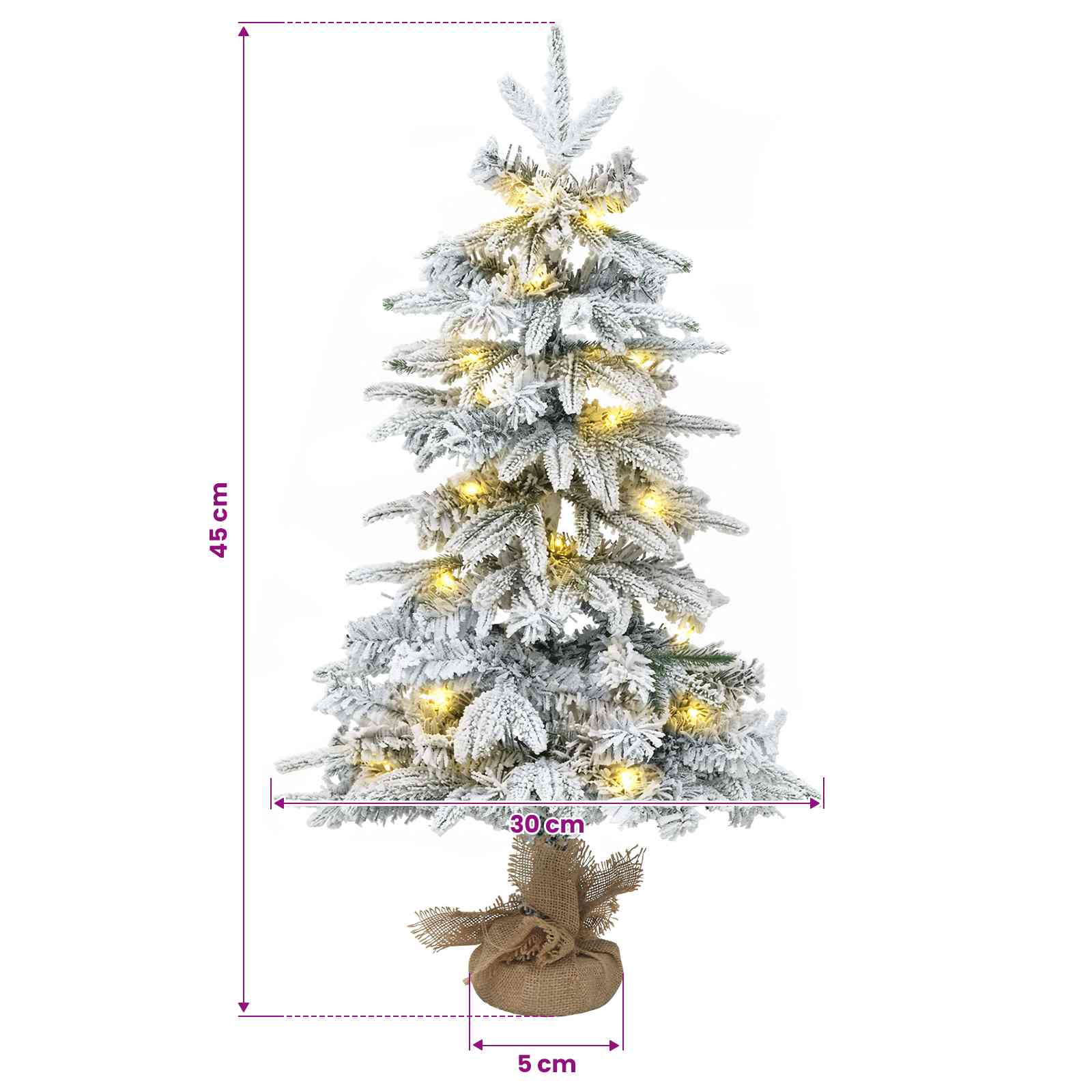Albero di Natale Mini 45 cm 25 LED Bianco caldo PVC e PE
