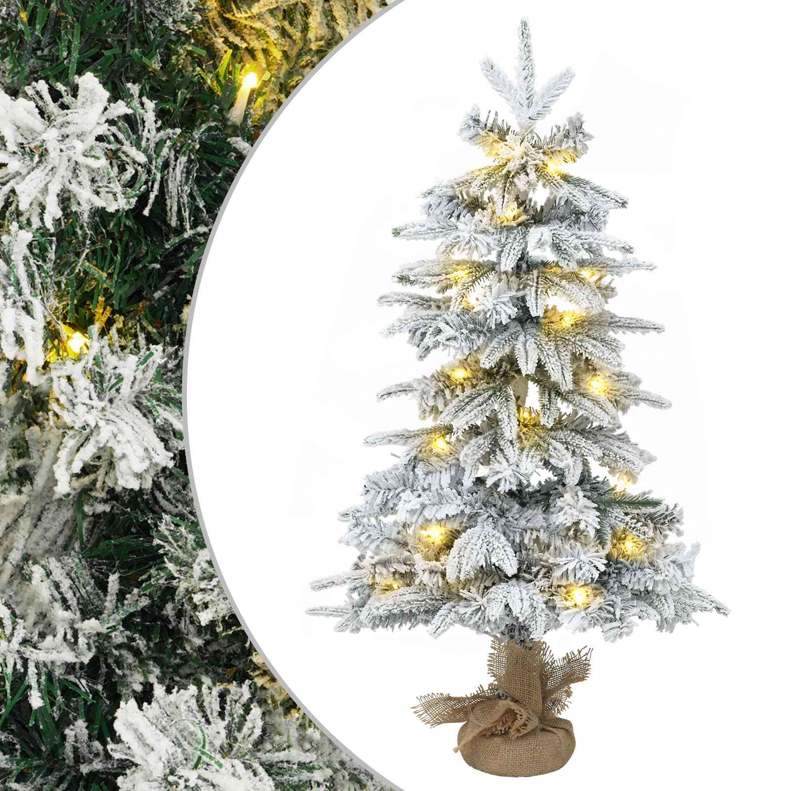 Albero di Natale Mini 60 cm 25 LED Bianco caldo PVC e PE