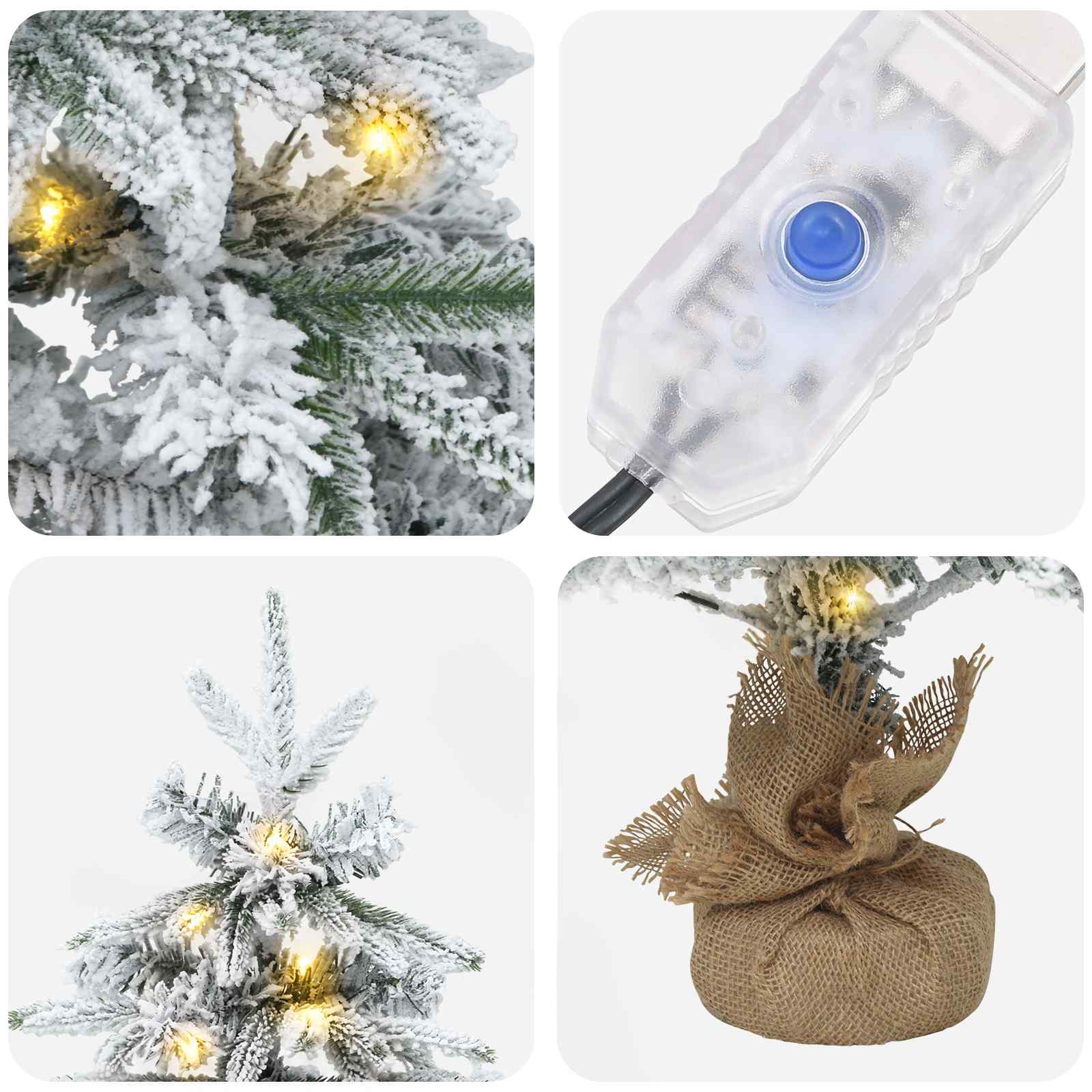Albero di Natale Mini 60 cm 25 LED Bianco caldo PVC e PE
