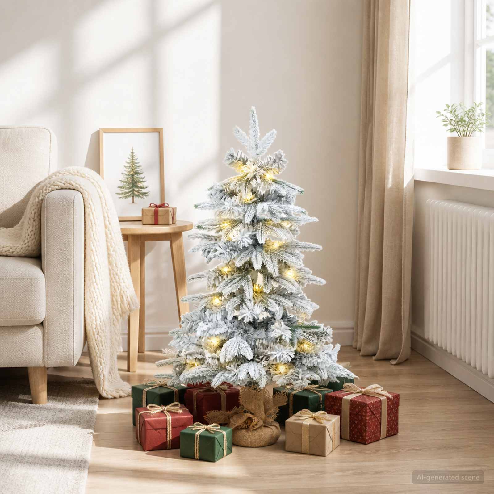 Albero di Natale Mini 90 cm 50 LED Bianco caldo PVC e PE