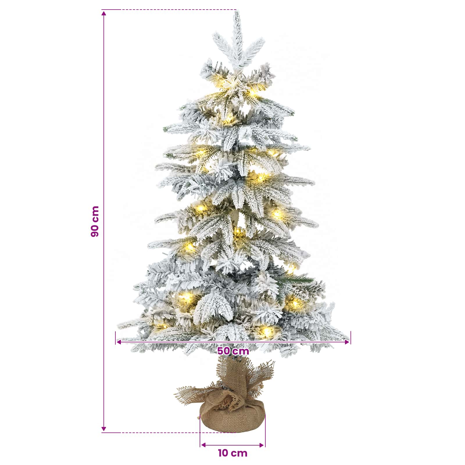 Albero di Natale Mini 90 cm 50 LED Bianco caldo PVC e PE