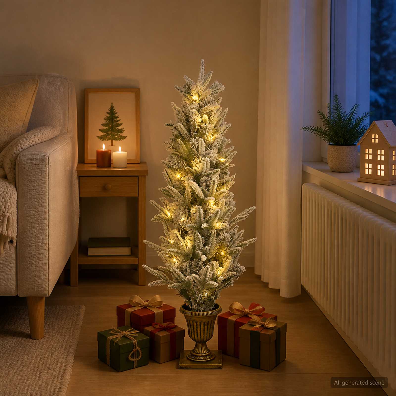 Albero di Natale Mini 120 cm 100 LED Bianco caldo PVC e PE