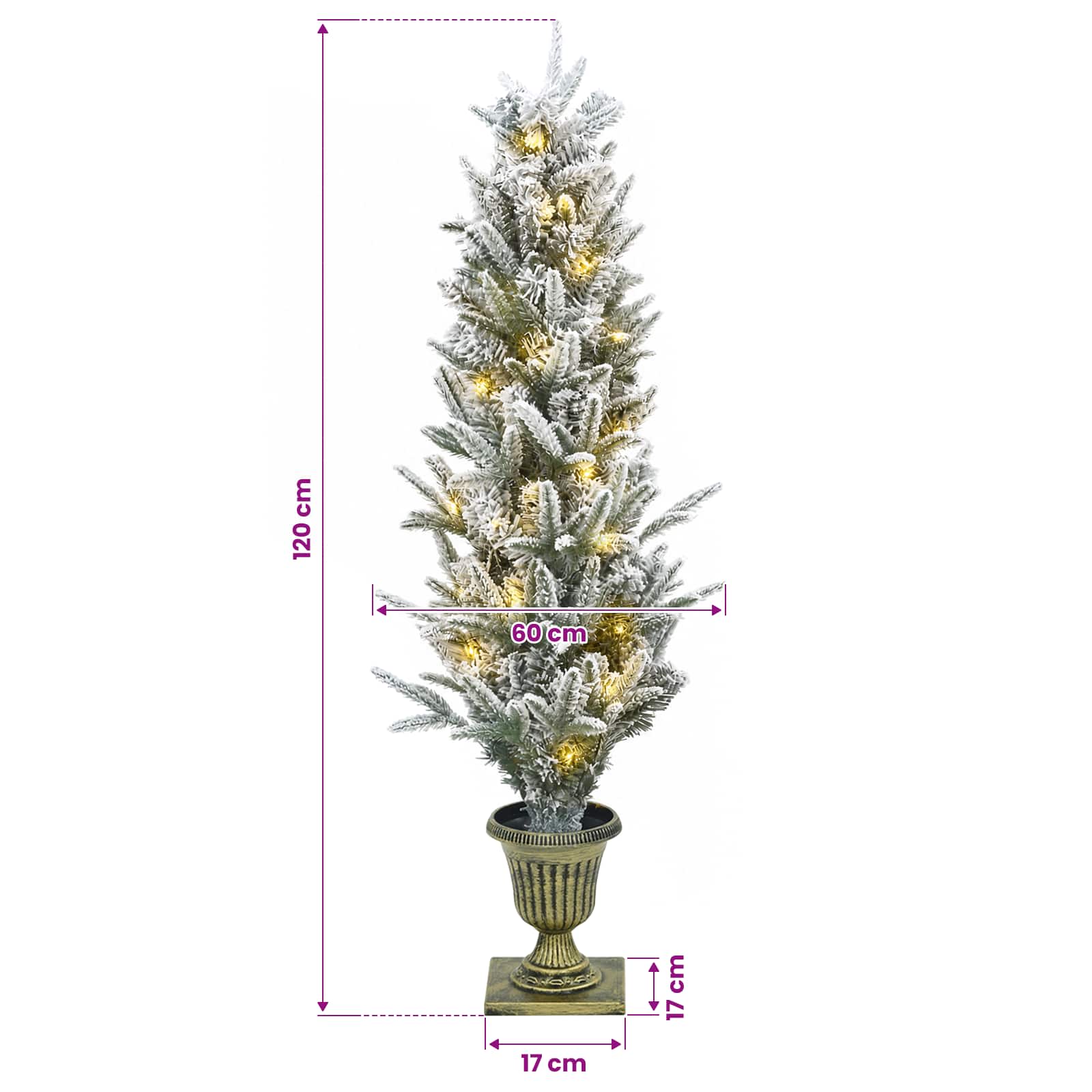 Albero di Natale Mini 120 cm 100 LED Bianco caldo PVC e PE