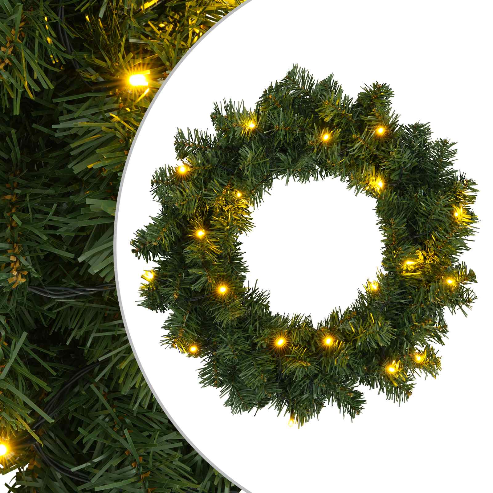 Ghirlanda di Natale Verde Ø 30 cm PVC 25 LED