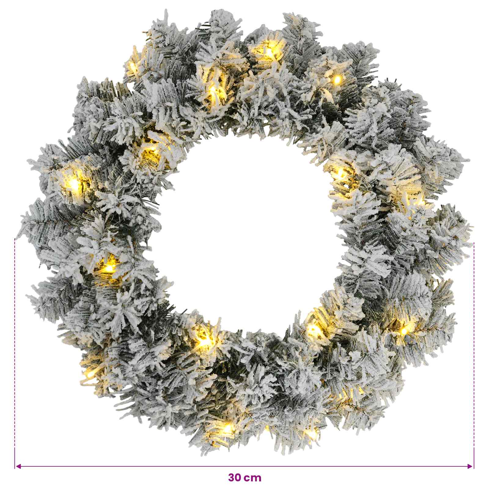 Ghirlanda di Natale Bianco Ø 30 cm PVC 25 LED