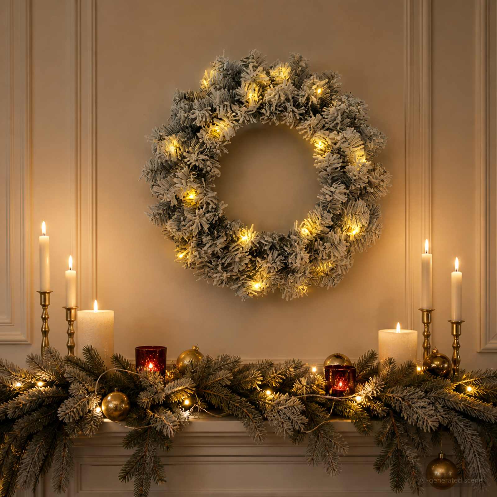 Ghirlanda di Natale Bianco Ø 50 cm PVC 25 LED