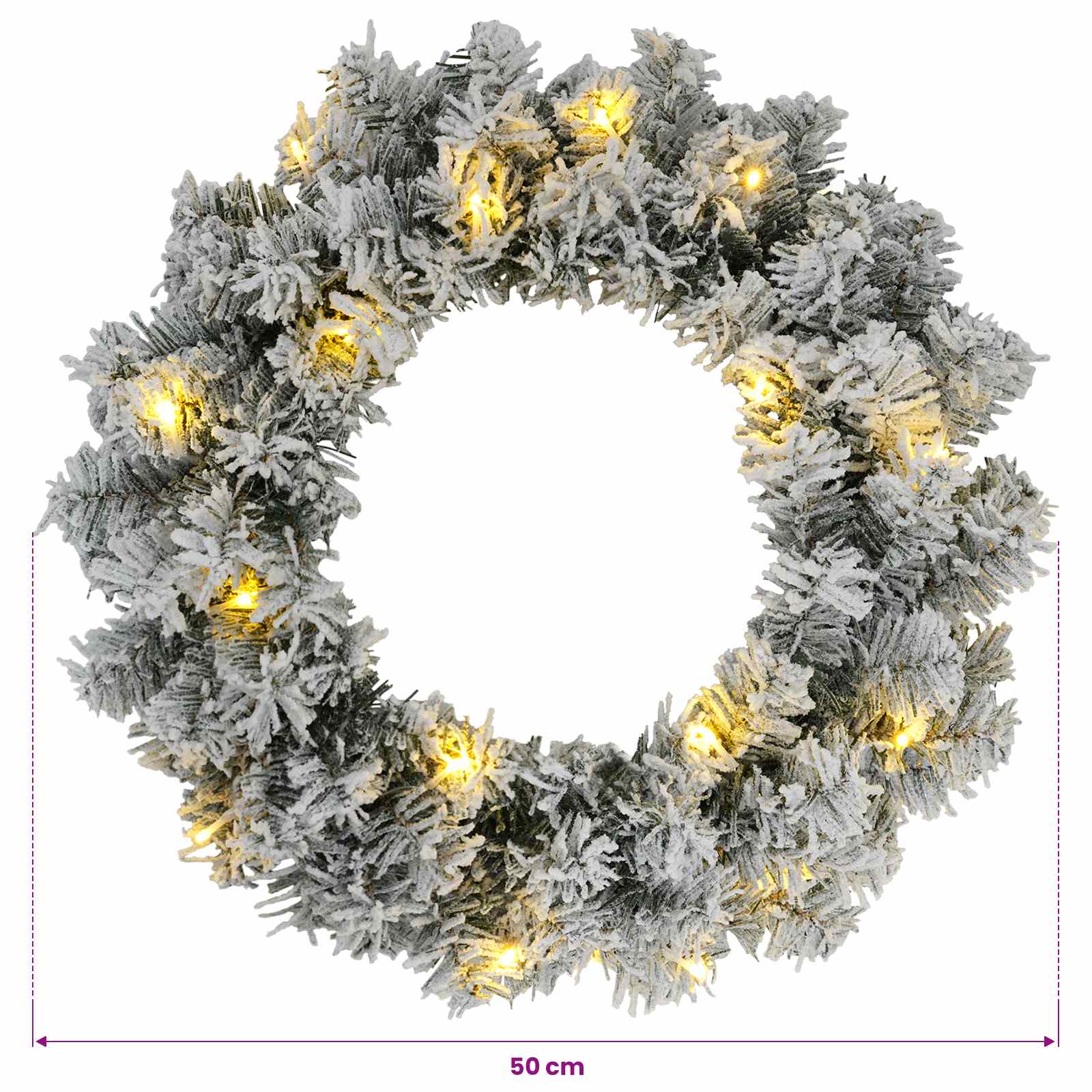 Ghirlanda di Natale Bianco Ø 50 cm PVC 25 LED