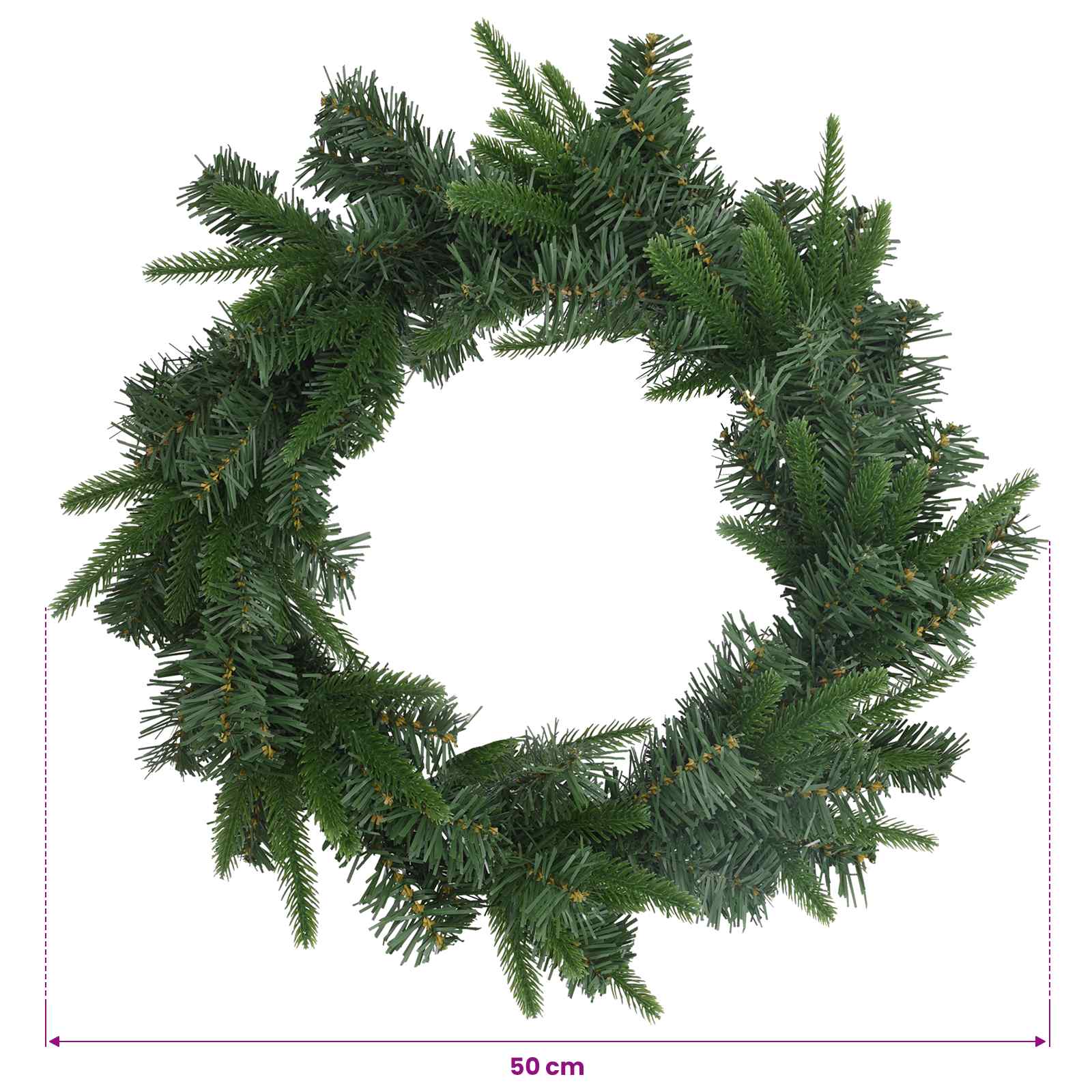 Ghirlanda di Natale Verde Ø 50 cm PVC e PE