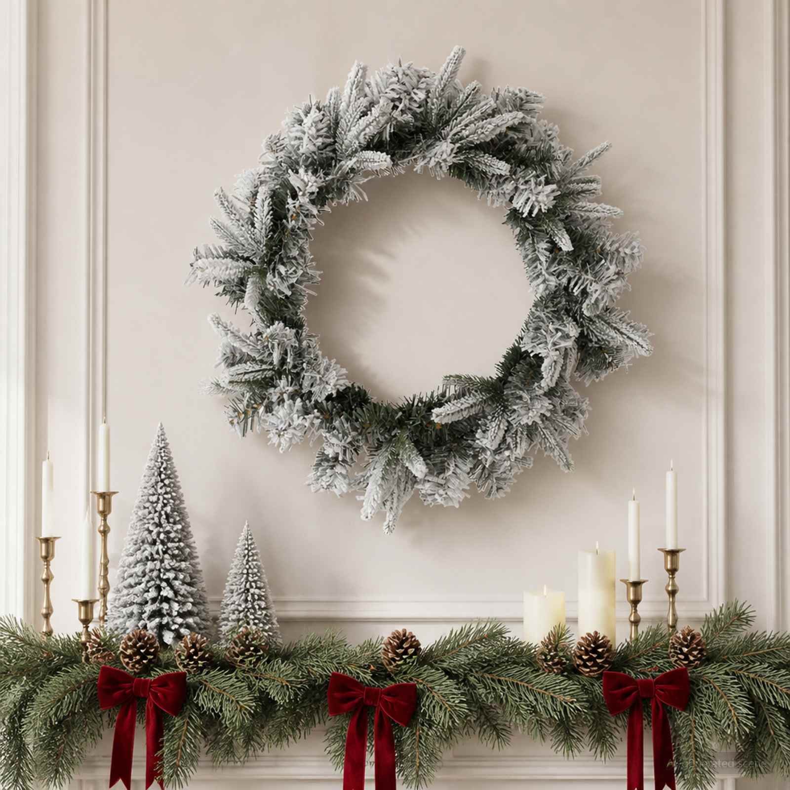 Ghirlanda di Natale Bianco Ø 30 cm PVC e PE