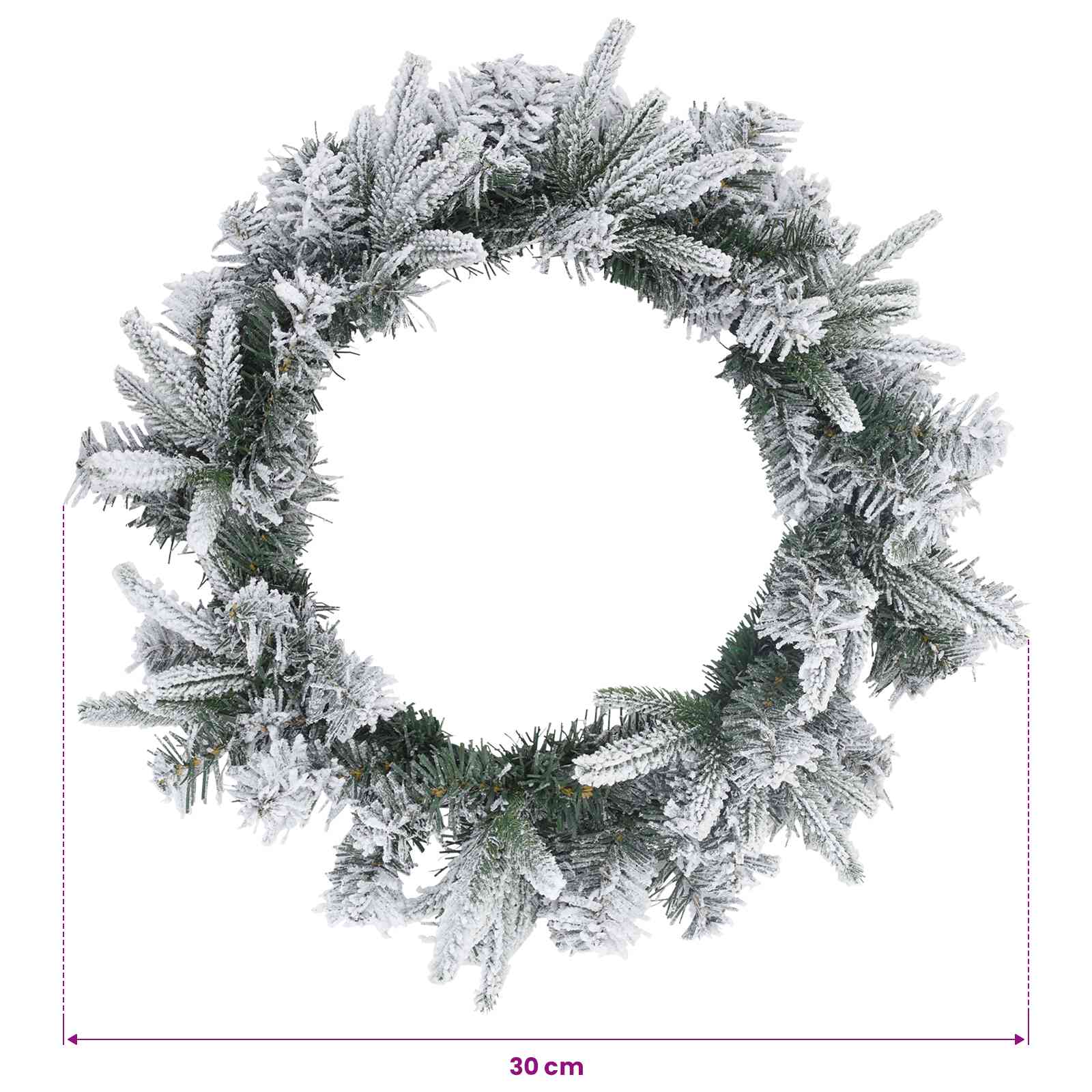 Ghirlanda di Natale Bianco Ø 30 cm PVC e PE