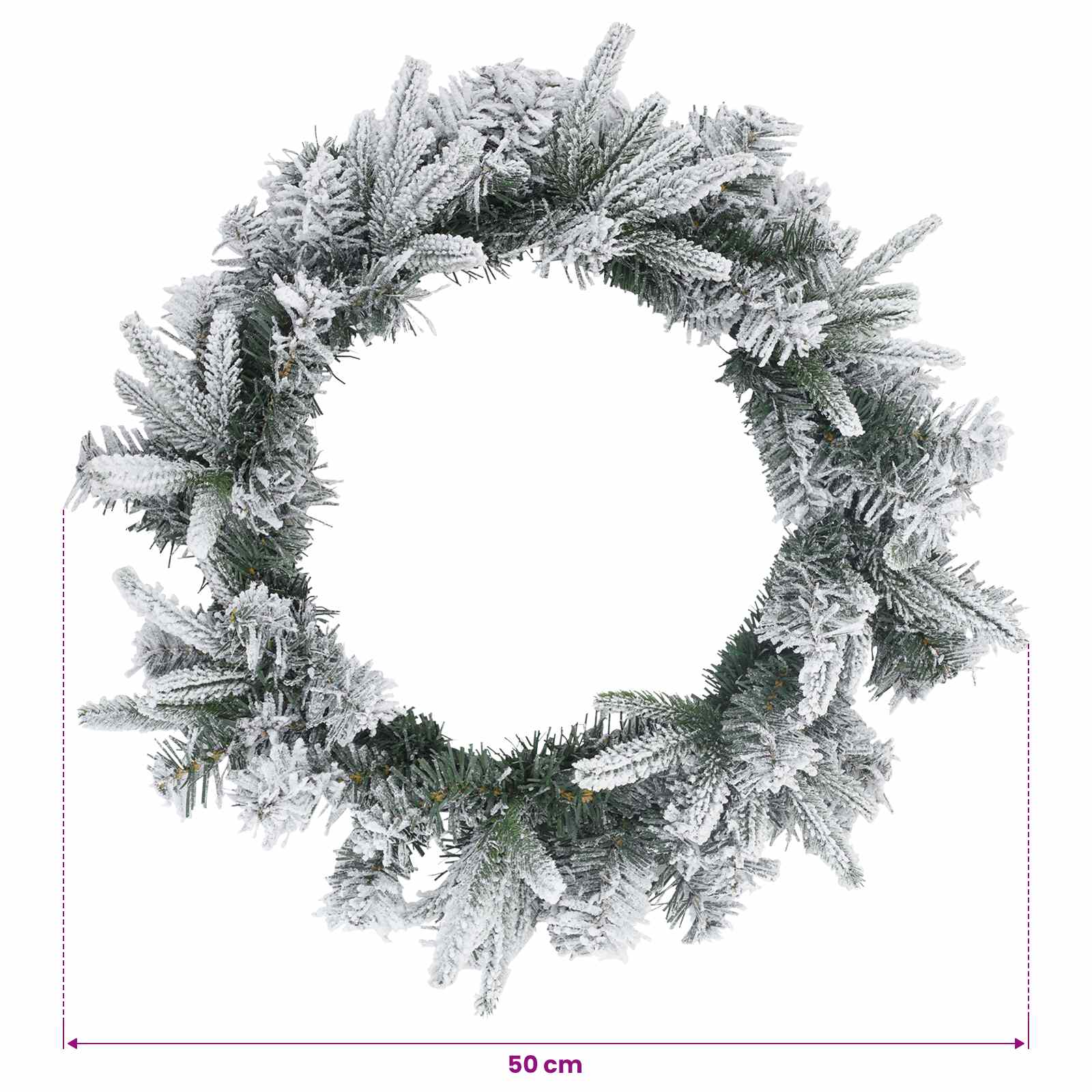 Ghirlanda di Natale Bianco Ø 50 cm PVC e PE