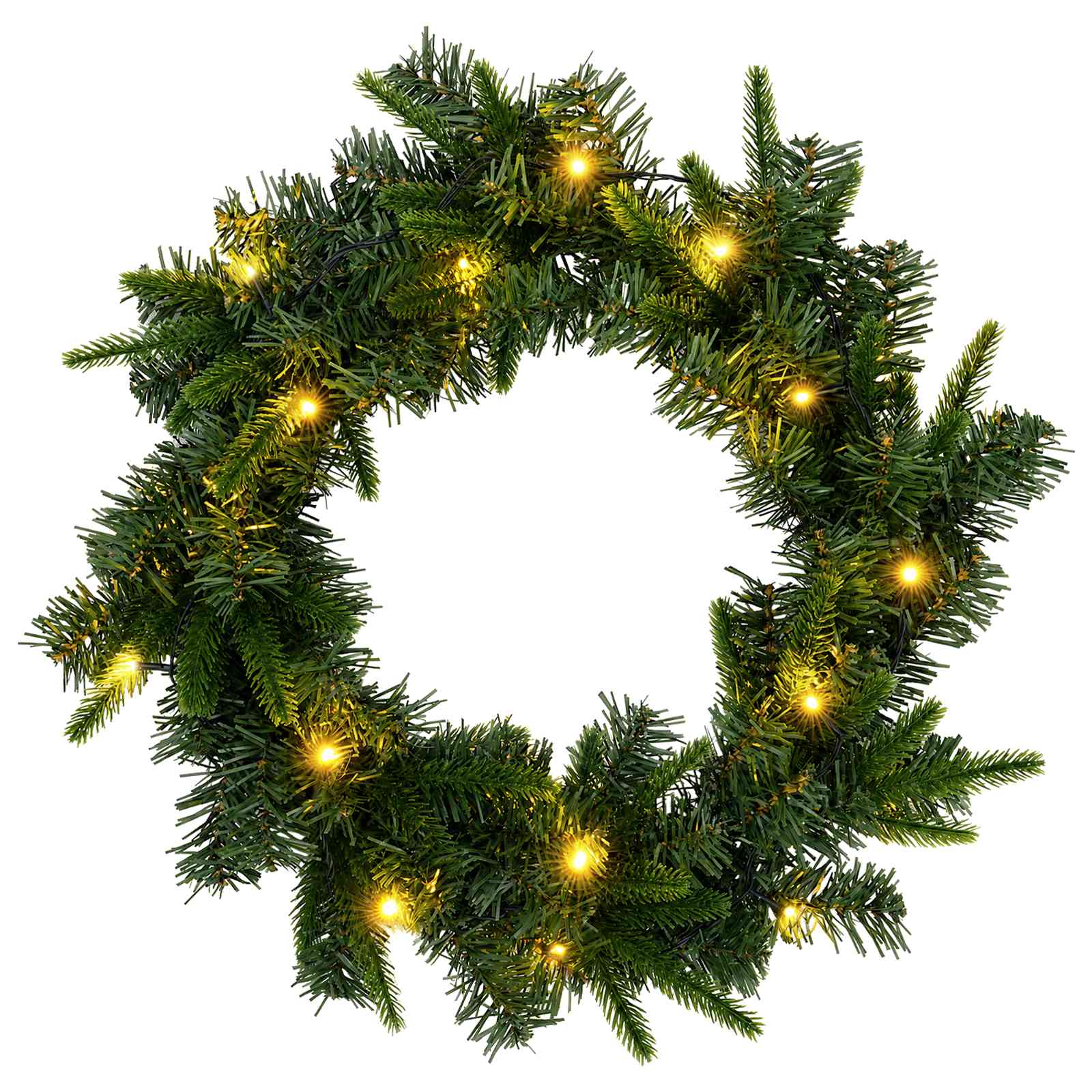 Ghirlanda di Natale Verde Ø 50 cm PVC e PE 25 LED