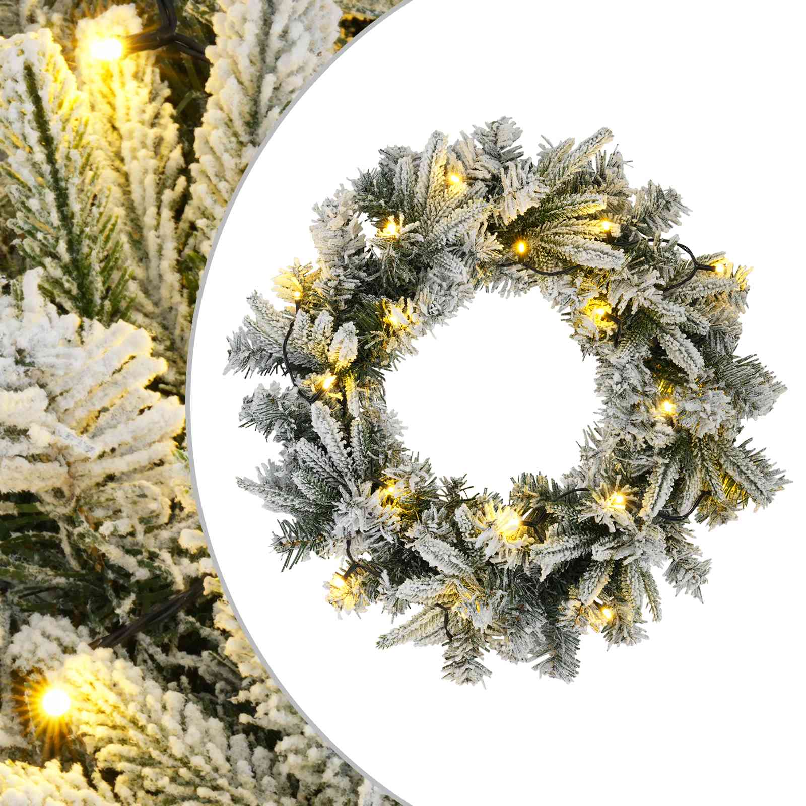 Ghirlanda di Natale Bianco Ø 30 cm PVC e PE 25 LED