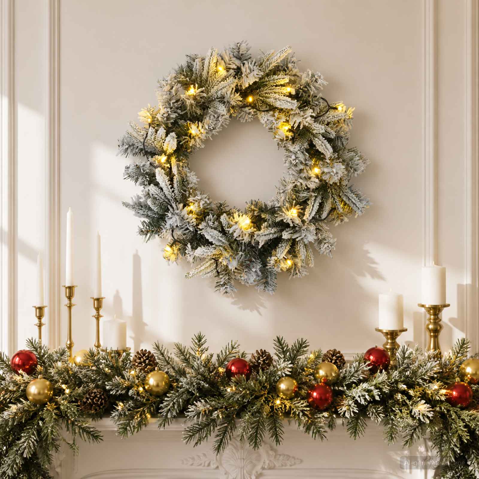 Ghirlanda di Natale Bianco Ø 30 cm PVC e PE 25 LED