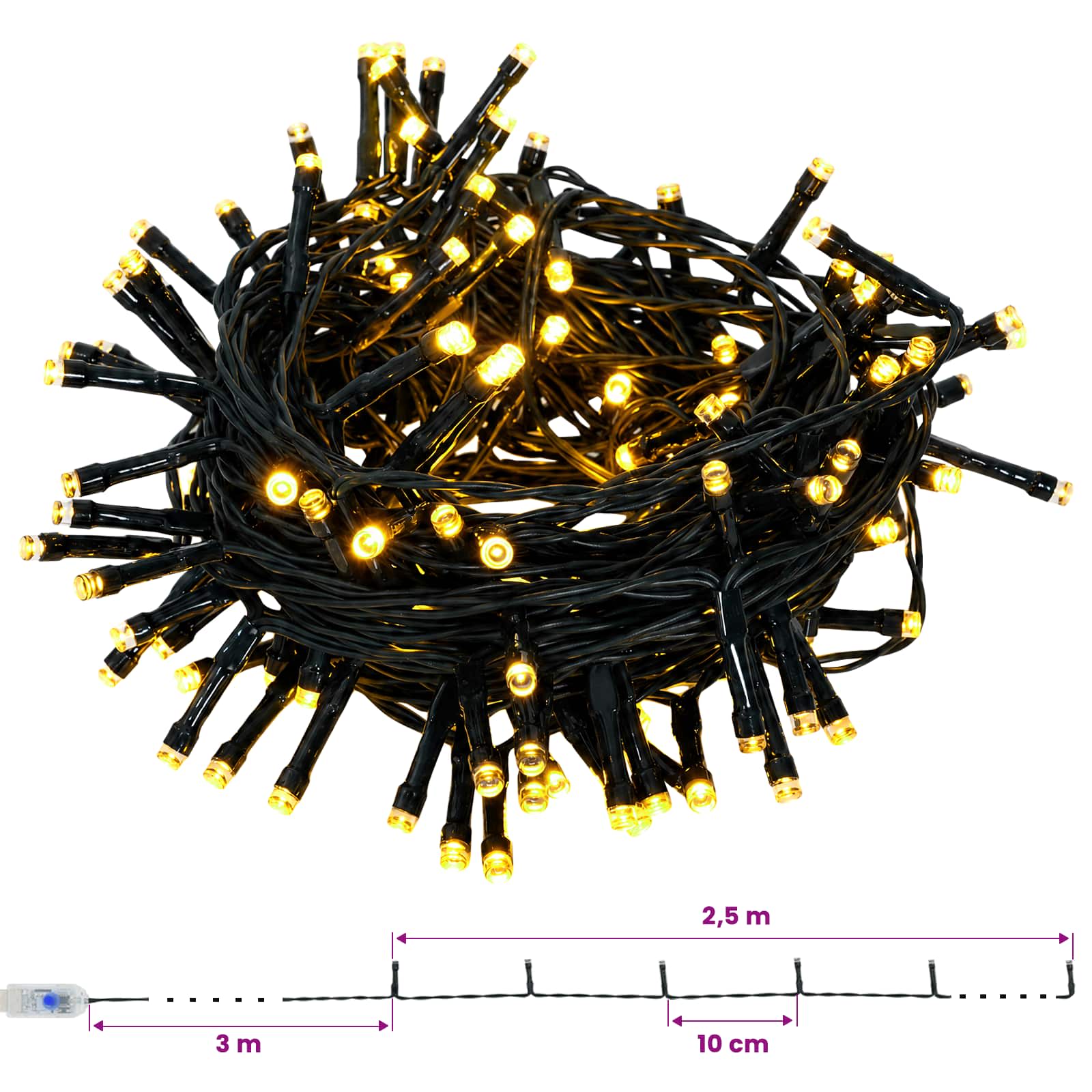 Ghirlanda di Natale Bianco Ø 50 cm PVC e PE 25 LED