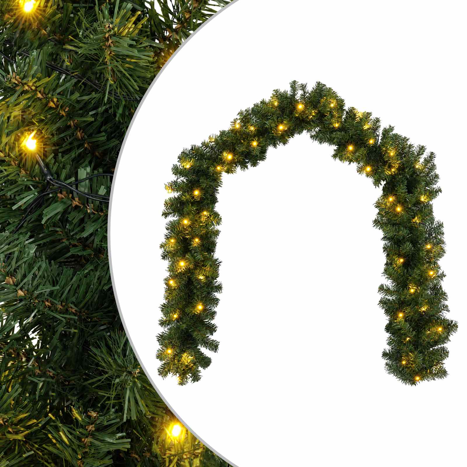 Ghirlanda di Natale Verde 270 cm PVC 50 LED