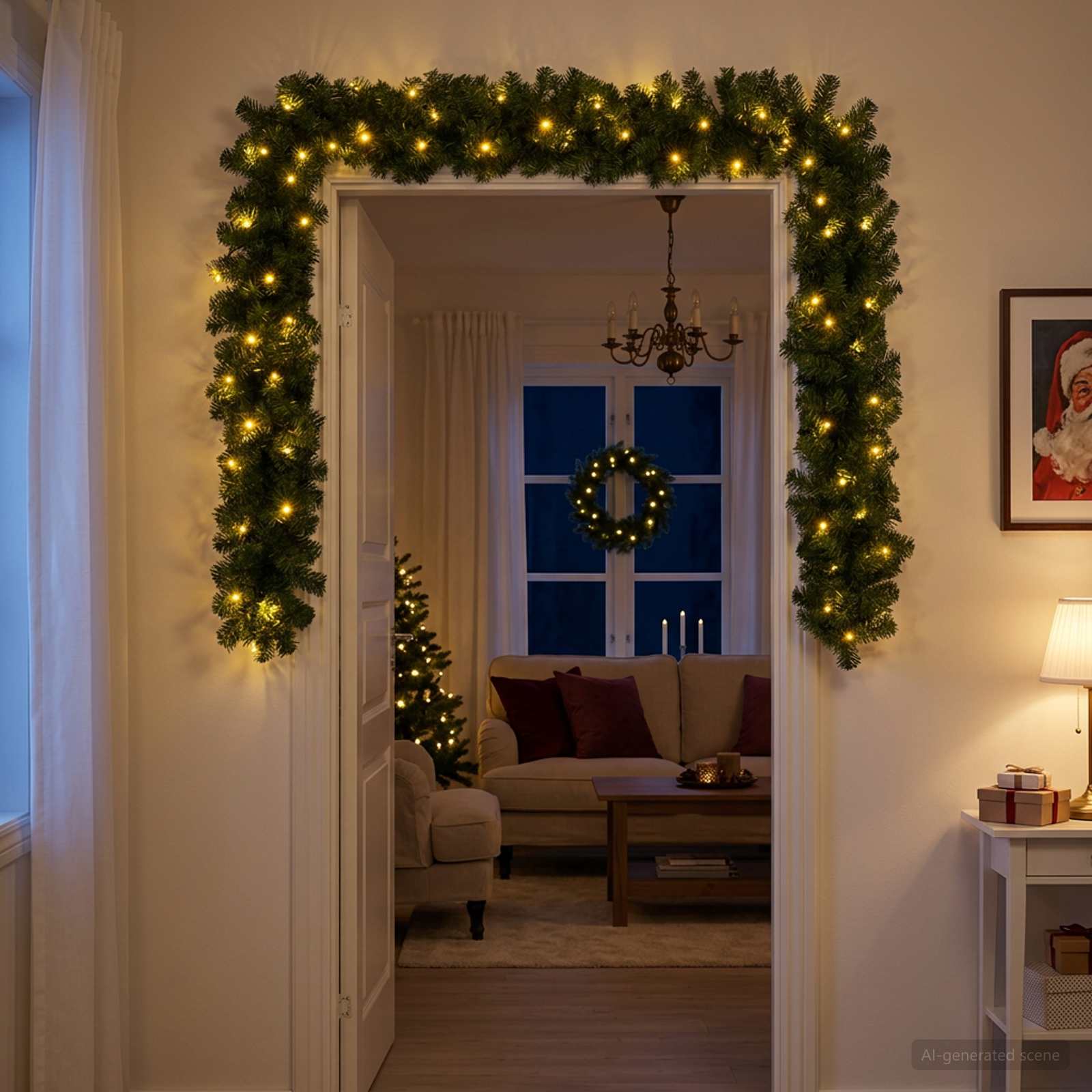 Ghirlanda di Natale Verde 270 cm PVC 50 LED