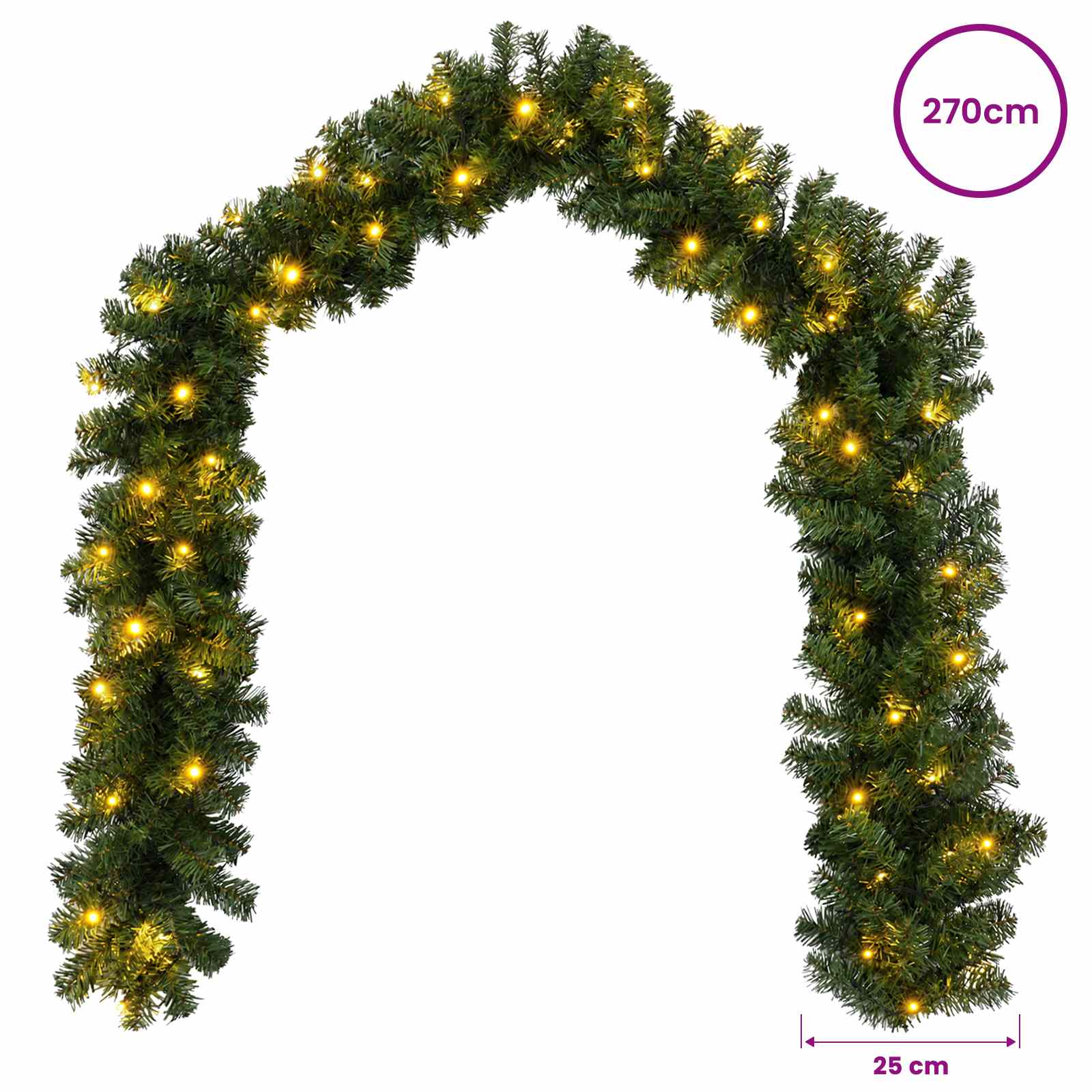 Ghirlanda di Natale Verde 270 cm PVC 50 LED