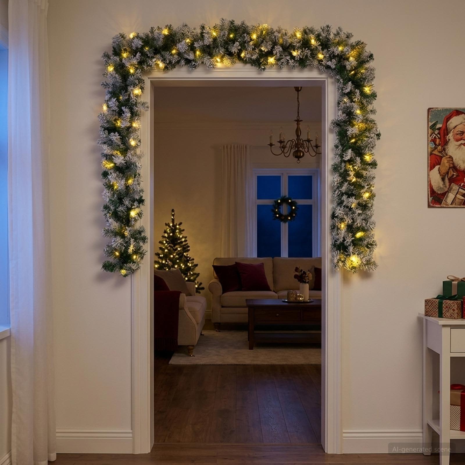 Ghirlanda di Natale Bianco 270 cm PVC 50 LED