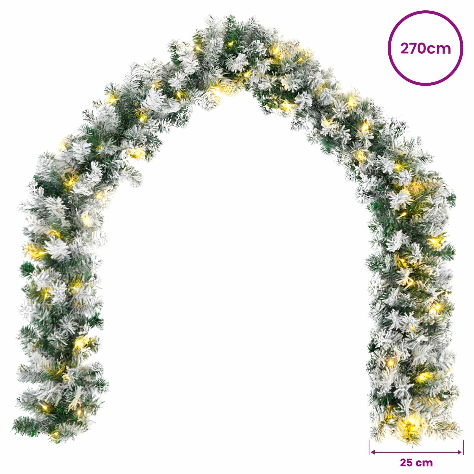 Ghirlanda di Natale Bianco 270 cm PVC 50 LED
