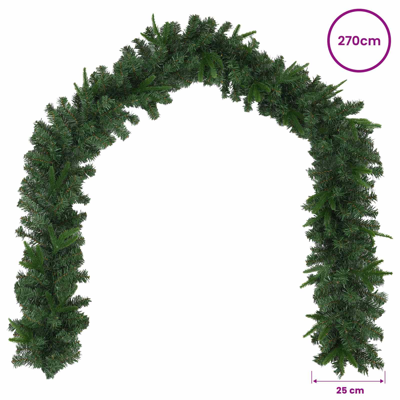 Ghirlanda di Natale Verde 270 cm PVC e PE