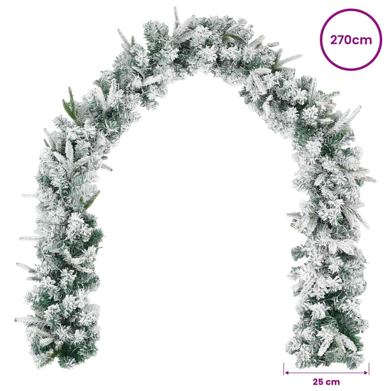 Ghirlanda di Natale Bianco 270 cm PVC e PE