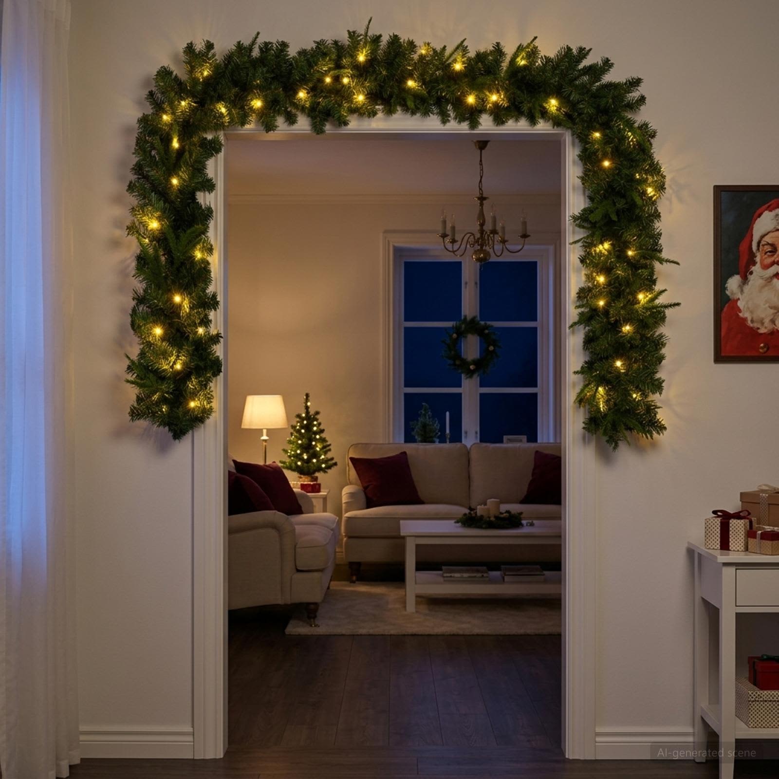 Ghirlanda di Natale Verde 270 cm PVC e PE 50 LED