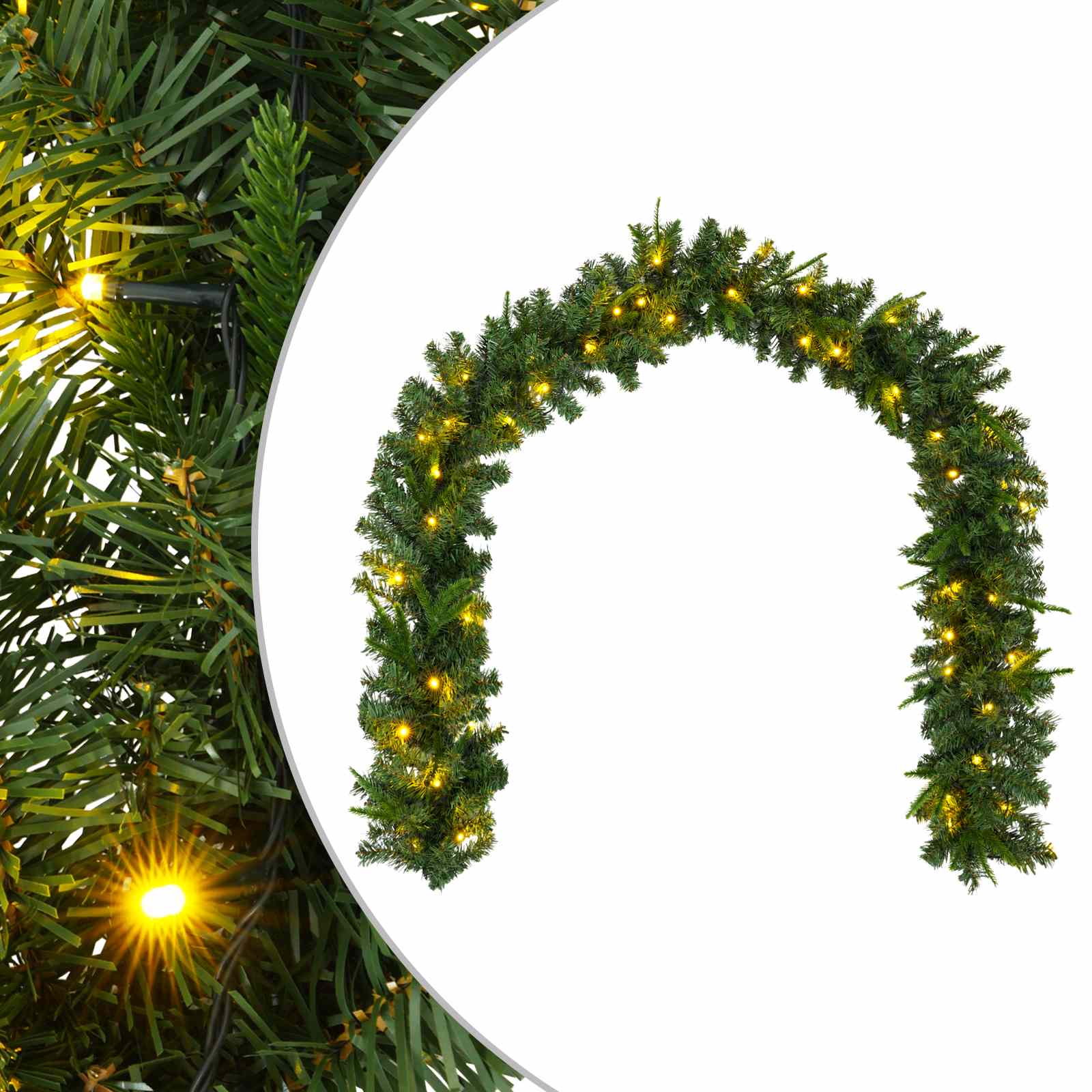 Ghirlanda di Natale Verde 270 cm PVC e PE 50 LED