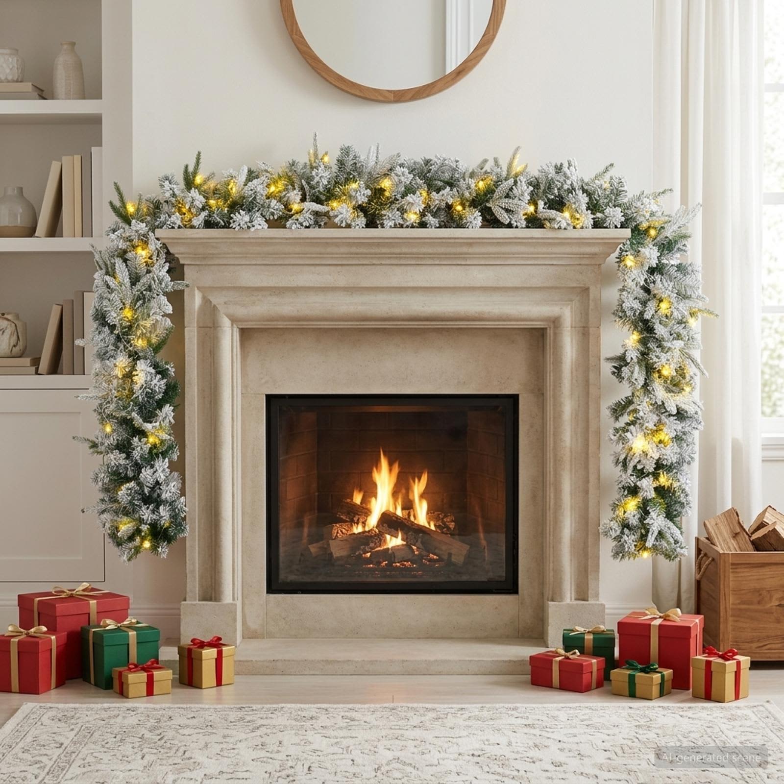 Ghirlanda di Natale Bianco 270 cm PVC e PE 50 LED