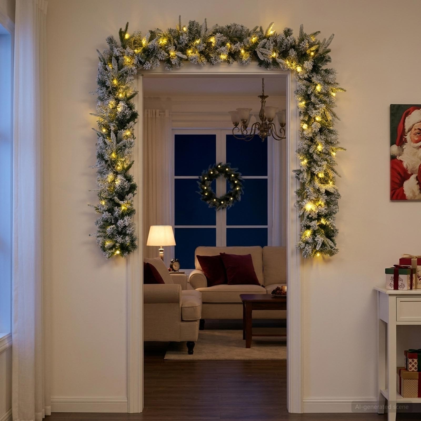 Ghirlanda di Natale Bianco 270 cm PVC e PE 50 LED