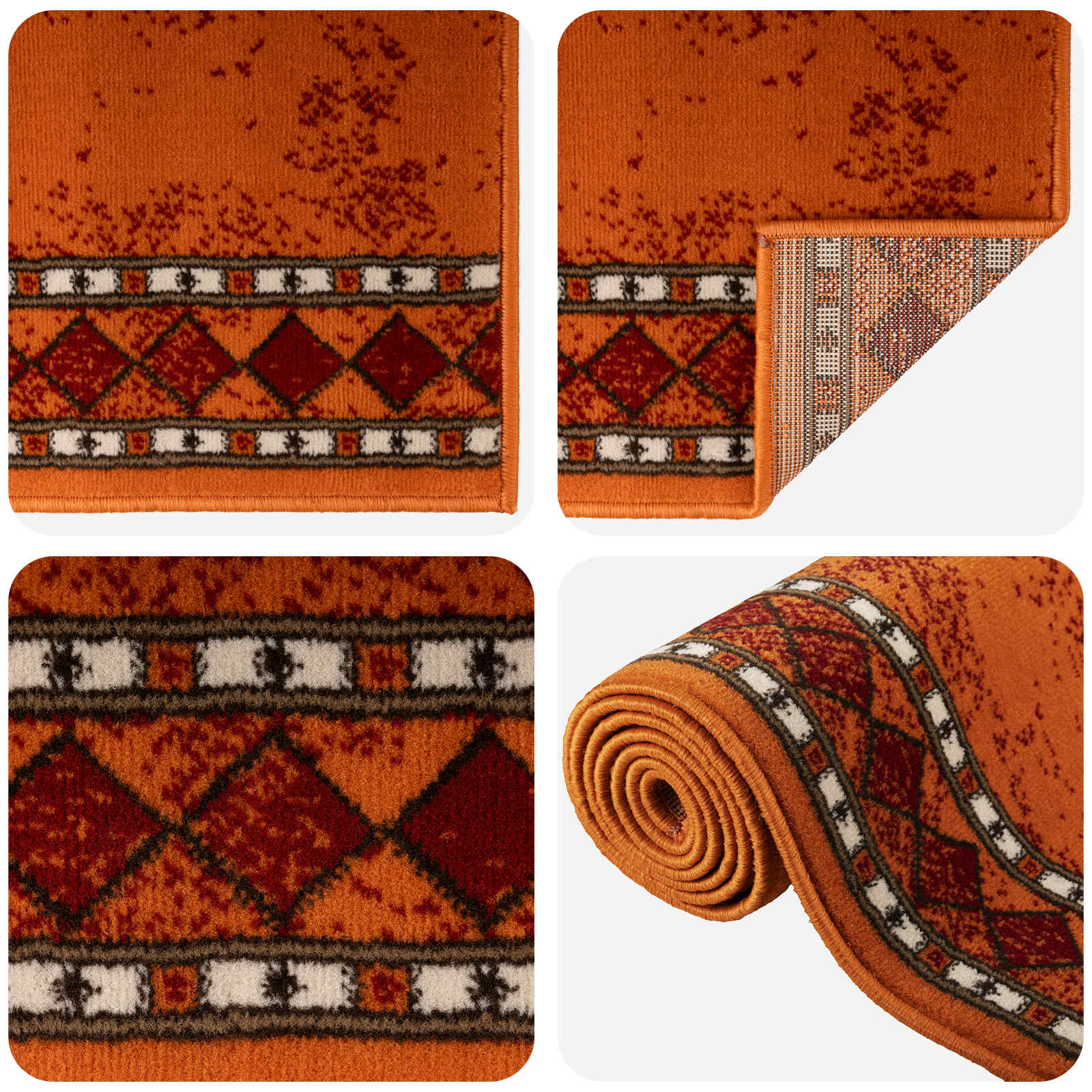 tappeto antiscivolo FLORNES Tessuto Arancione 80 x 350 cm PP 7 mm