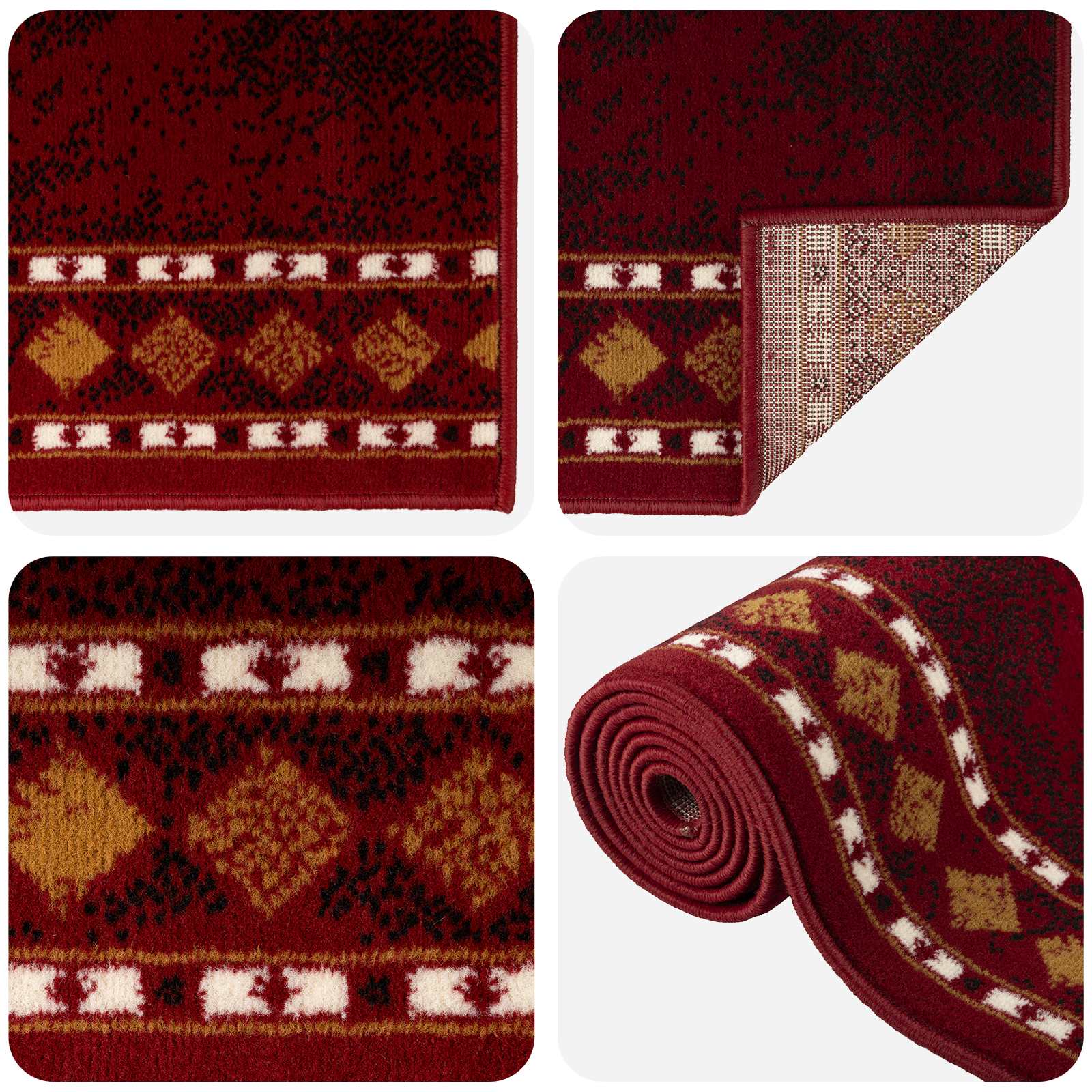 tappeto antiscivolo FLORNES Tessuto Rosso 80 x 150 cm PP 7 mm