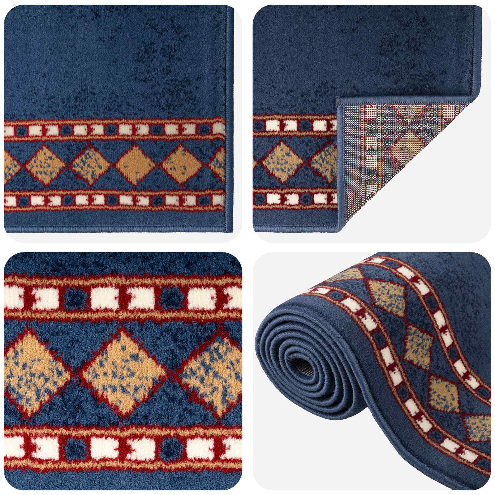 tappeto antiscivolo FLORNES Tessuto Blu 80 x 300 cm PP 7 mm