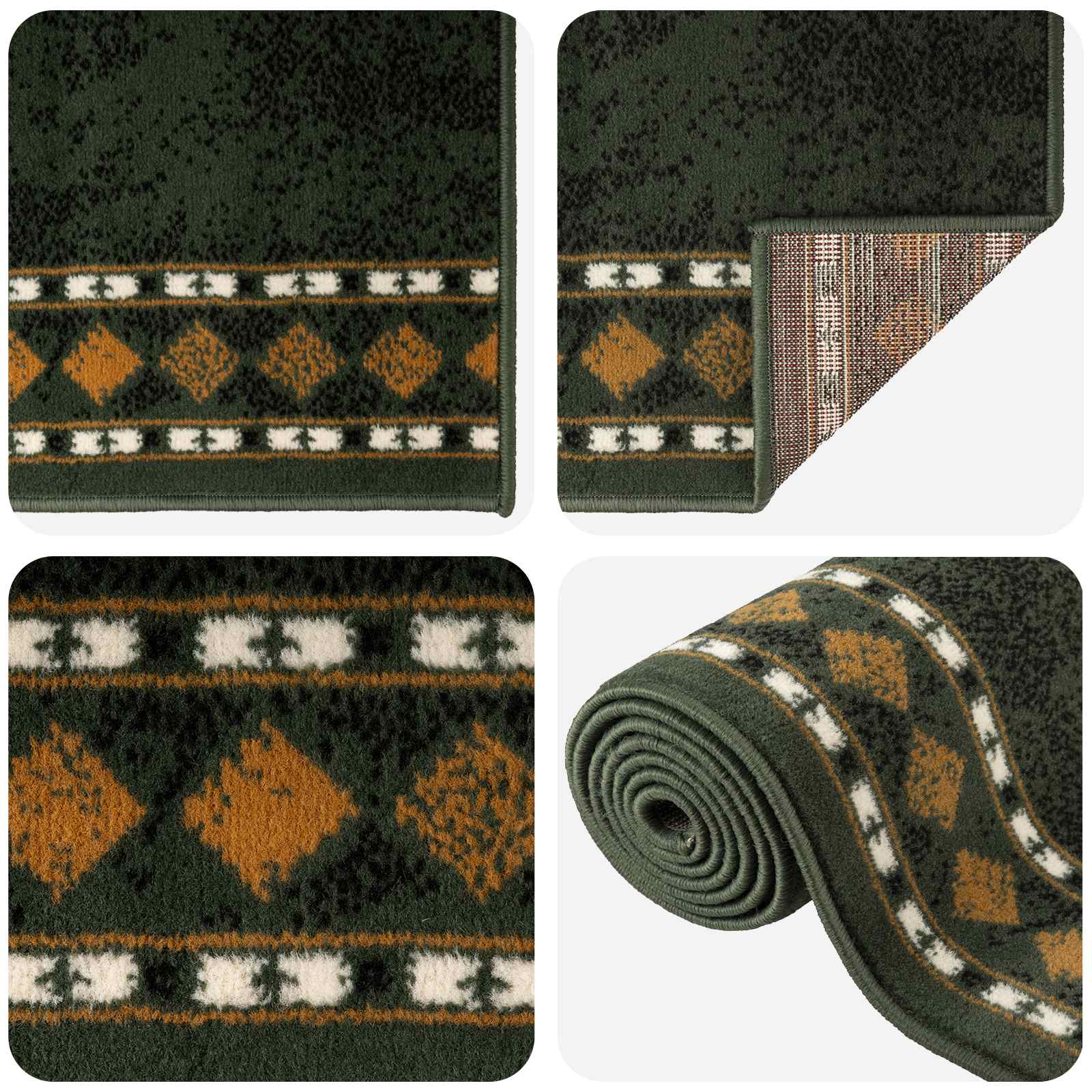 tappeto antiscivolo FLORNES Tessuto Verde 67 x 350 cm PP 7 mm