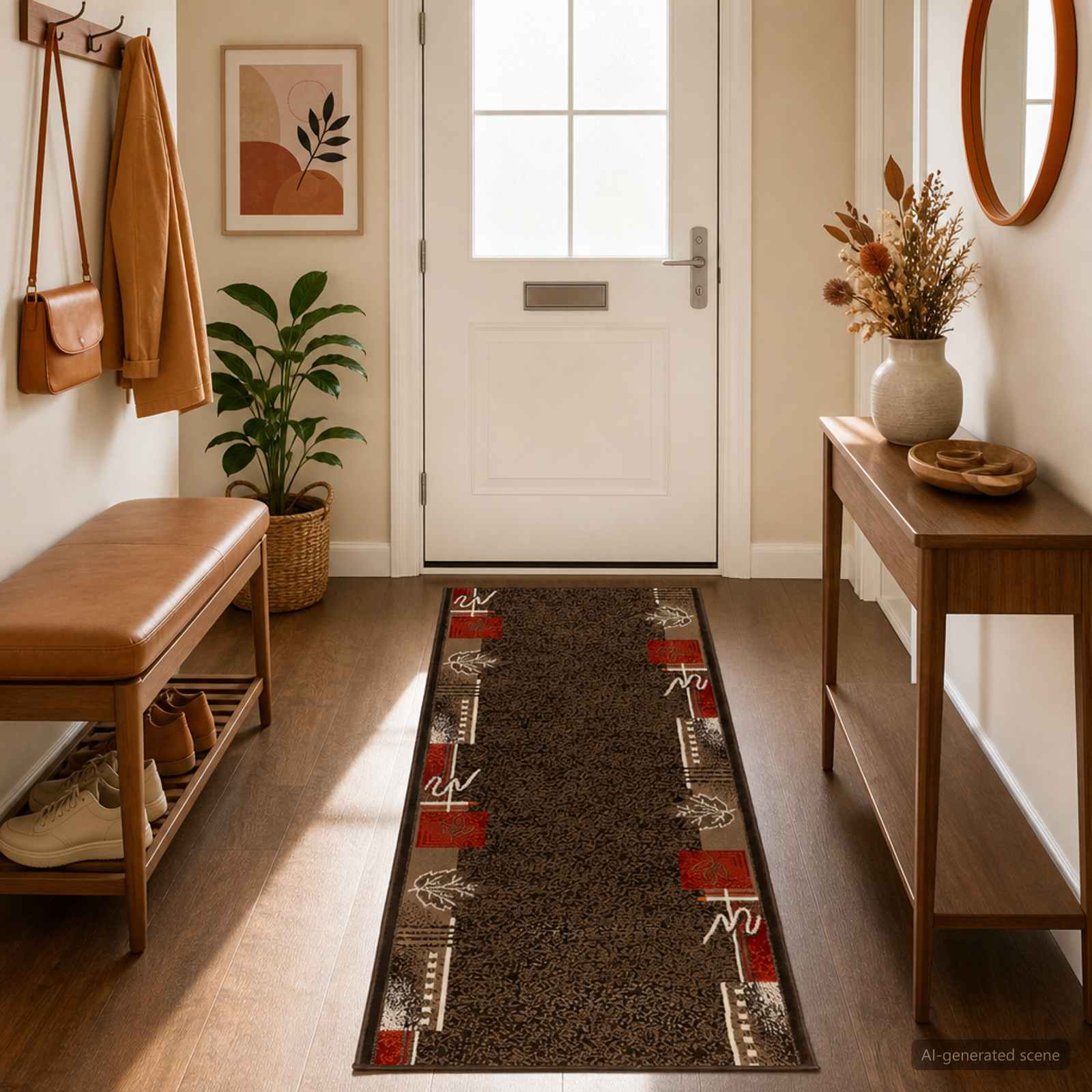 tappeto antiscivolo FLORNES Tessuto Marrone 67 x 150 cm PP 7 mm
