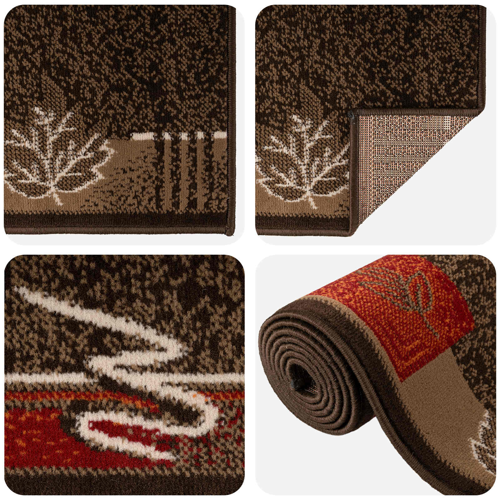 tappeto antiscivolo FLORNES Tessuto Marrone 67 x 150 cm PP 7 mm