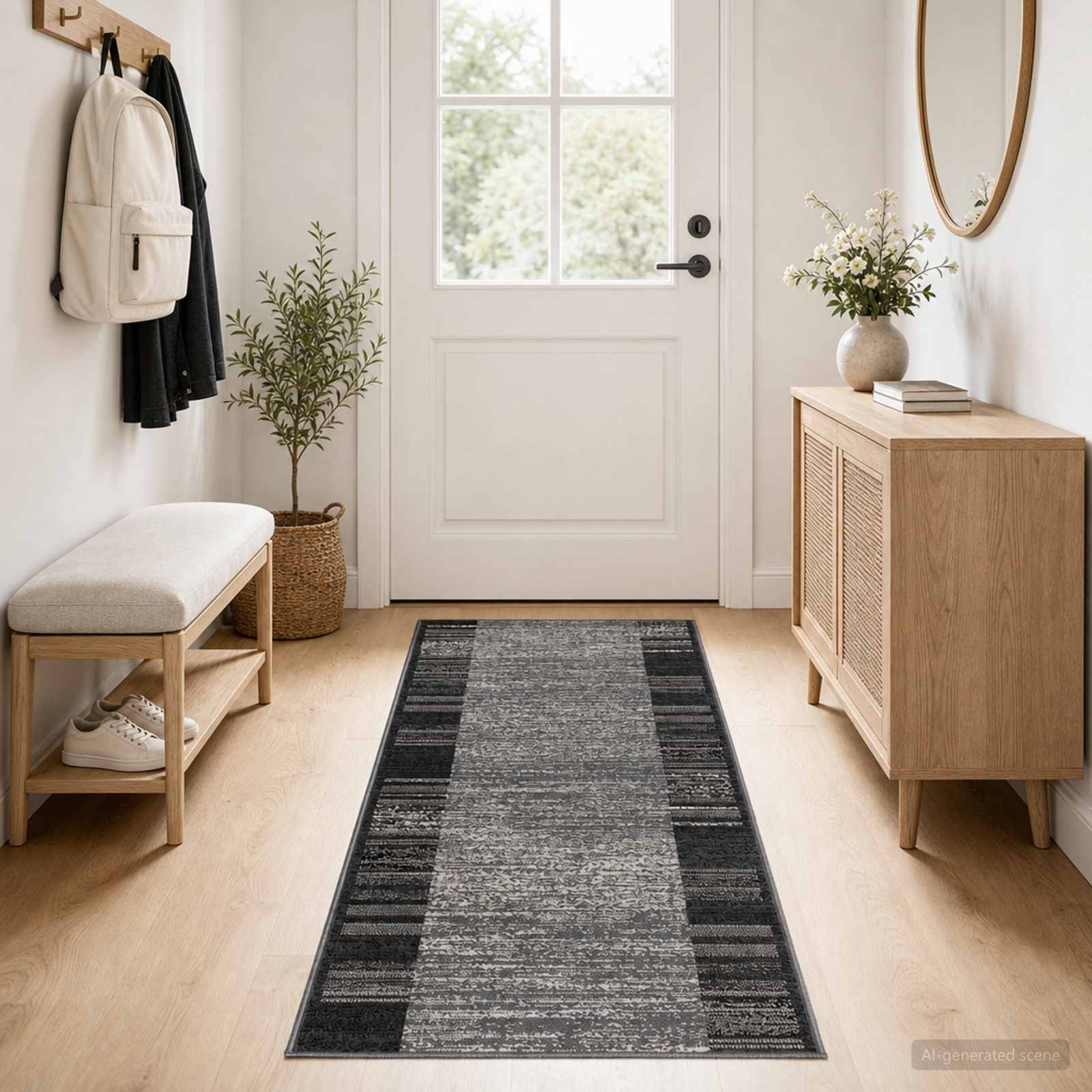 tappeto antiscivolo FLORNES Tessuto Grigio 100 x 150 cm PP 7 mm